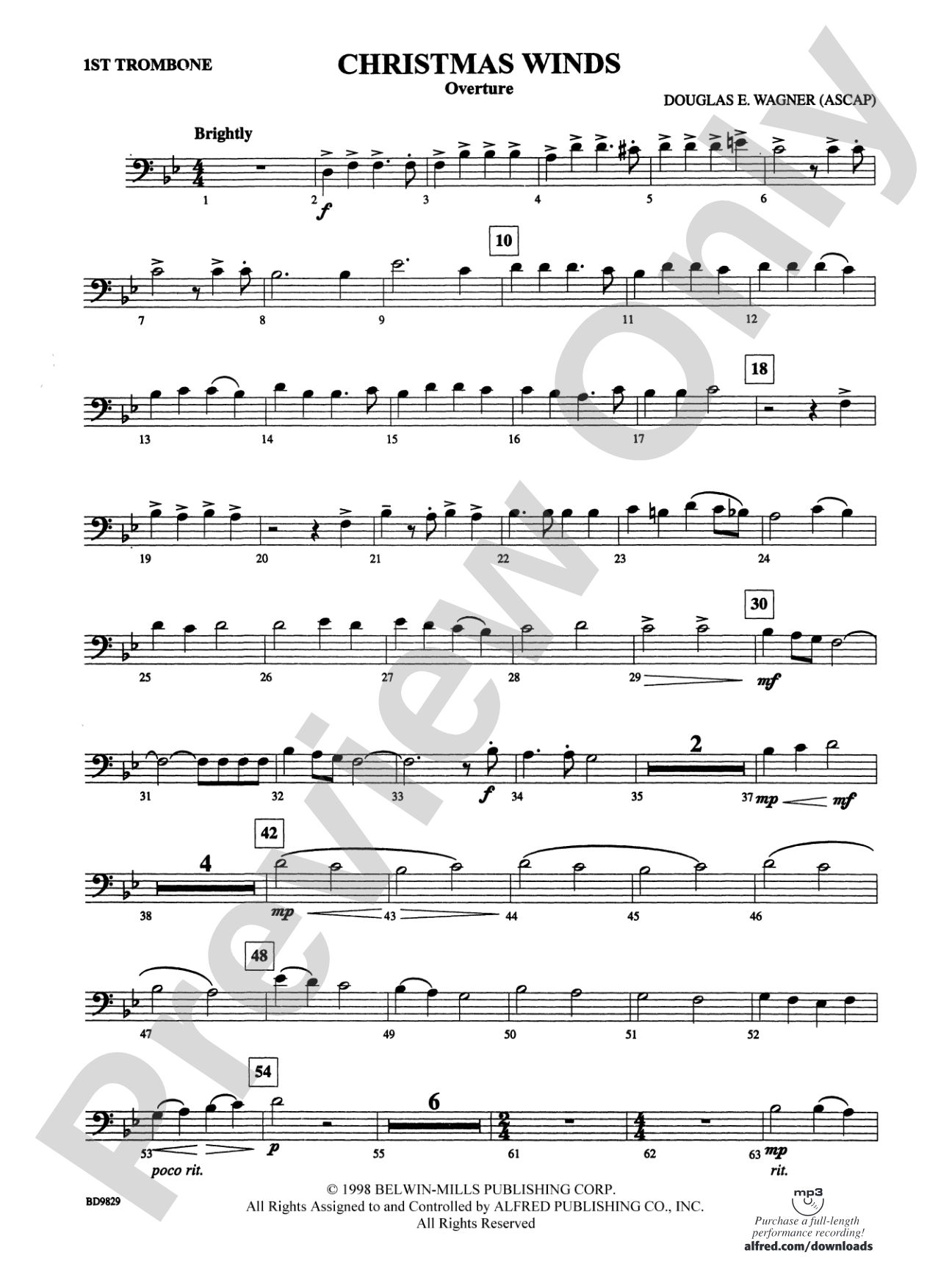 Christmas Winds (Overture): 1st Trombone