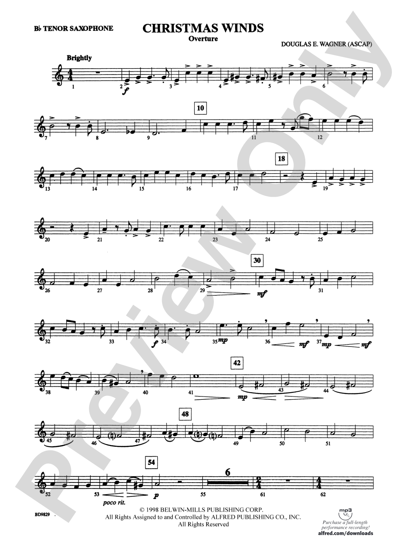 Christmas Winds (Overture): B-flat Tenor Saxophone