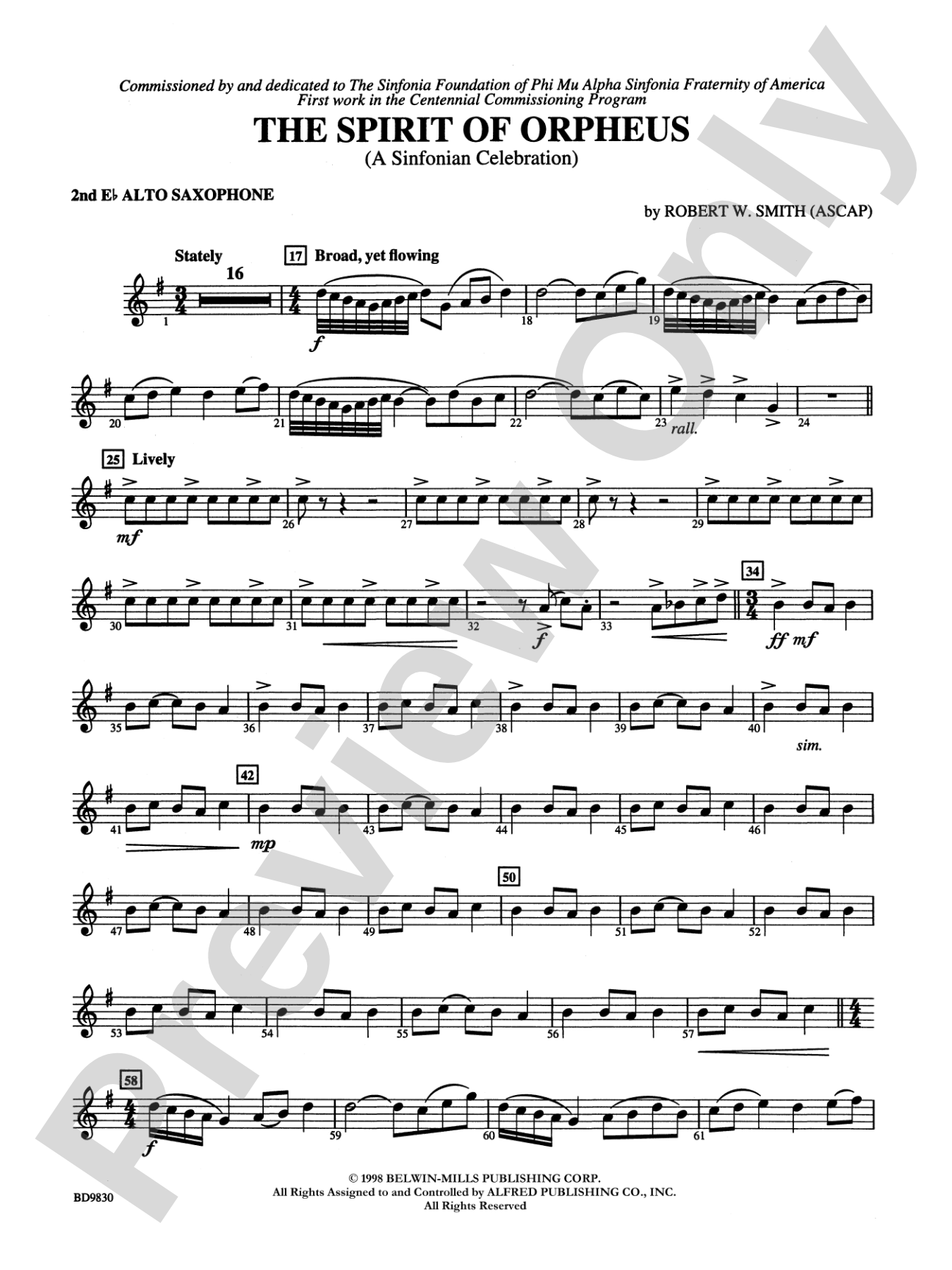 The Spirit of Orpheus (A Sinfonian Celebration): 2nd E-flat Alto Saxophone
