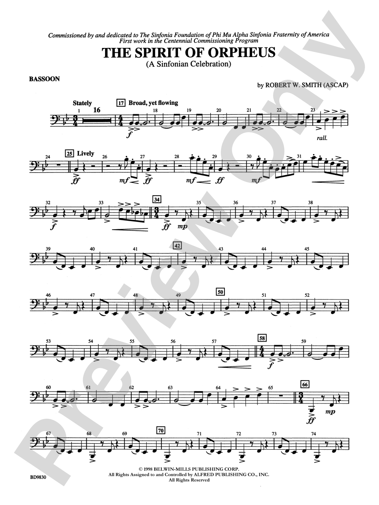 The Spirit of Orpheus (A Sinfonian Celebration): Bassoon