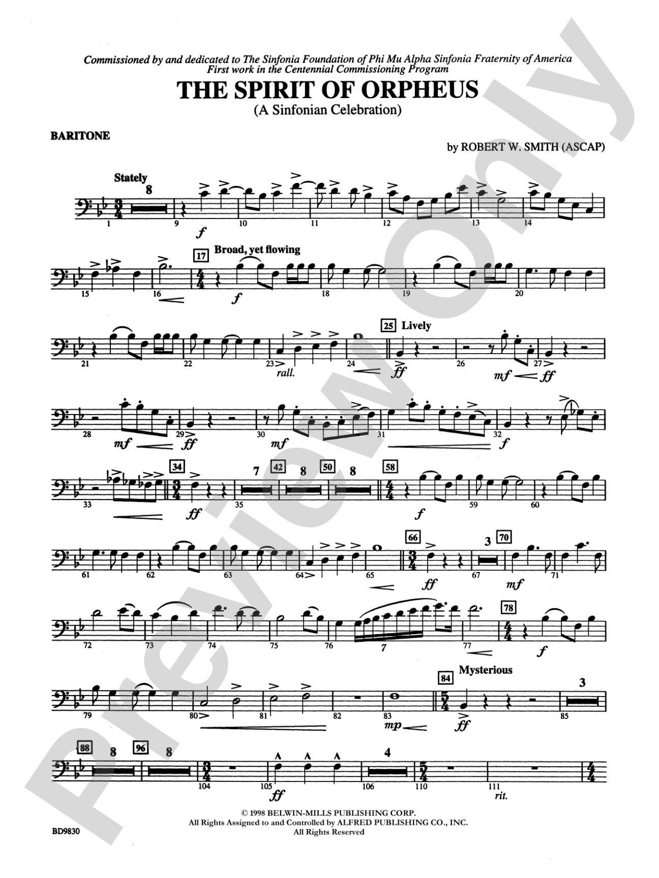 The Spirit of Orpheus (A Sinfonian Celebration): Baritone B.C.