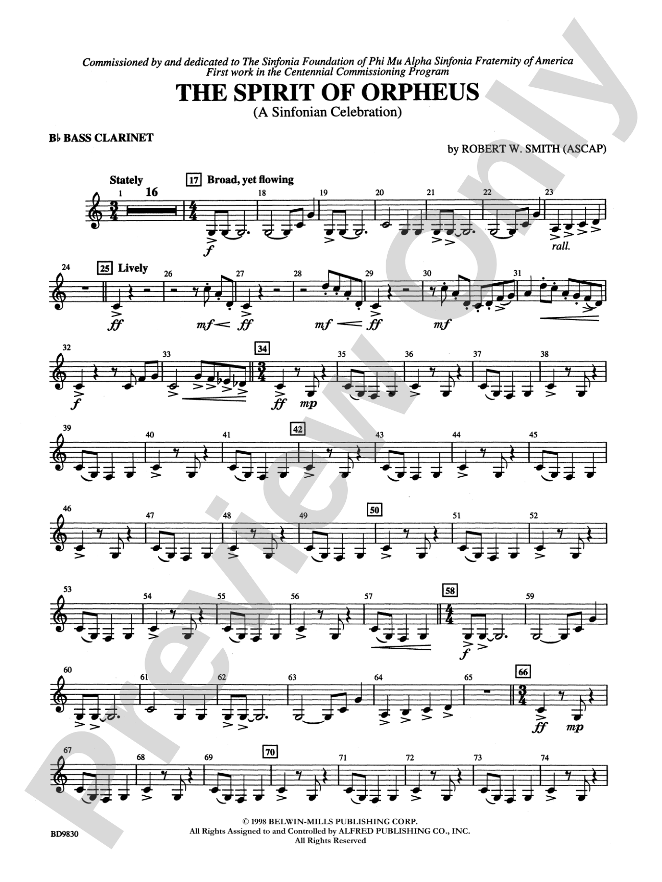 The Spirit of Orpheus (A Sinfonian Celebration): B-flat Bass Clarinet