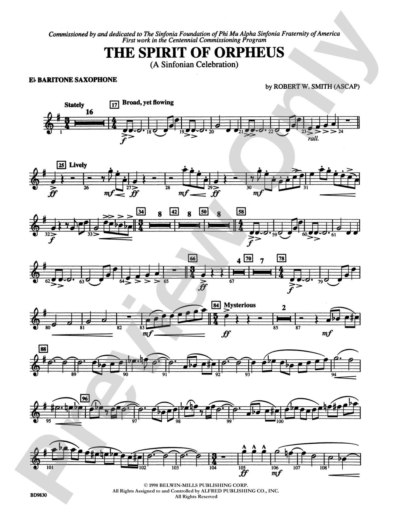 The Spirit of Orpheus (A Sinfonian Celebration): E-flat Baritone Saxophone