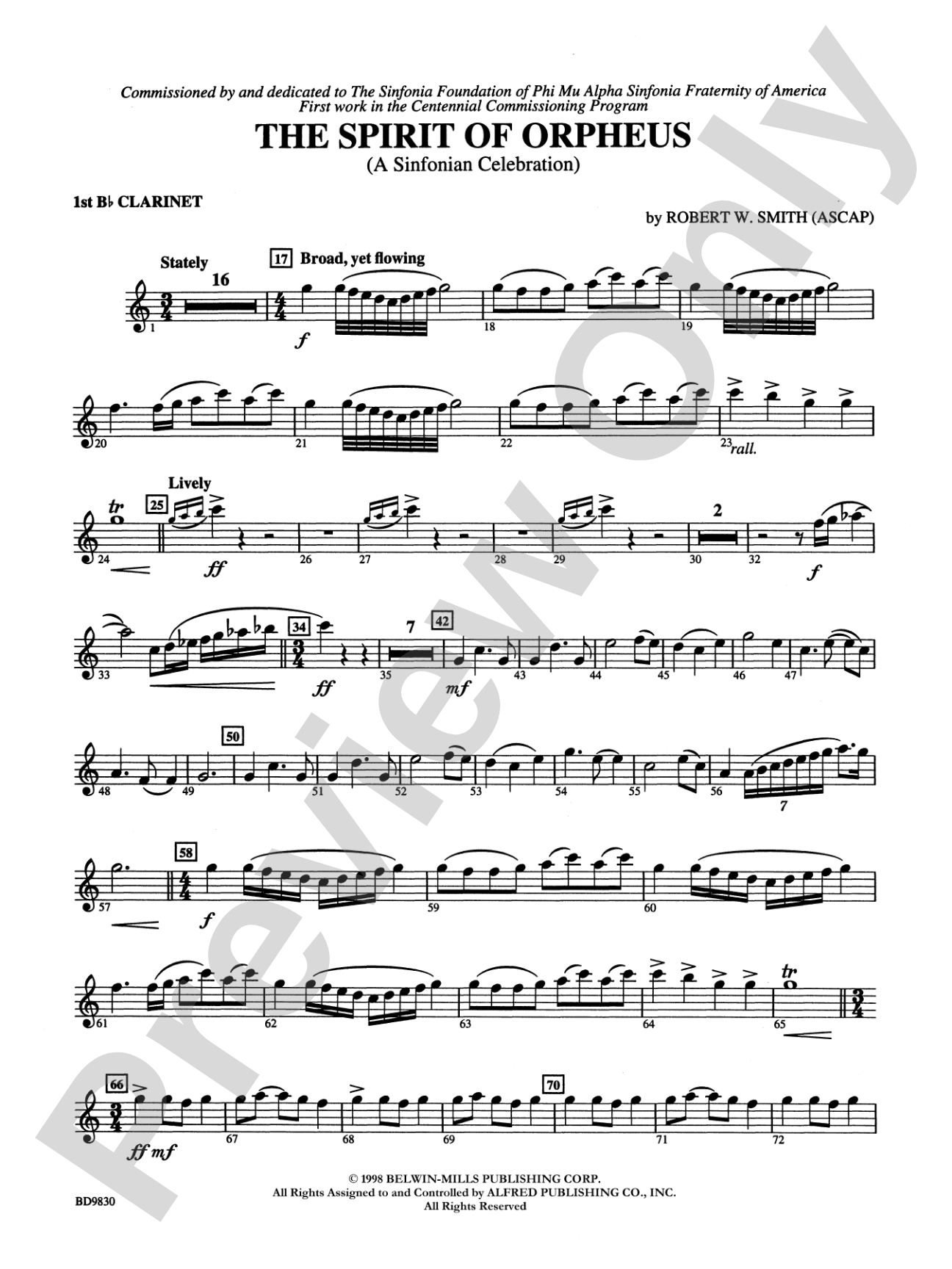 The Spirit of Orpheus (A Sinfonian Celebration): 1st B-flat Clarinet