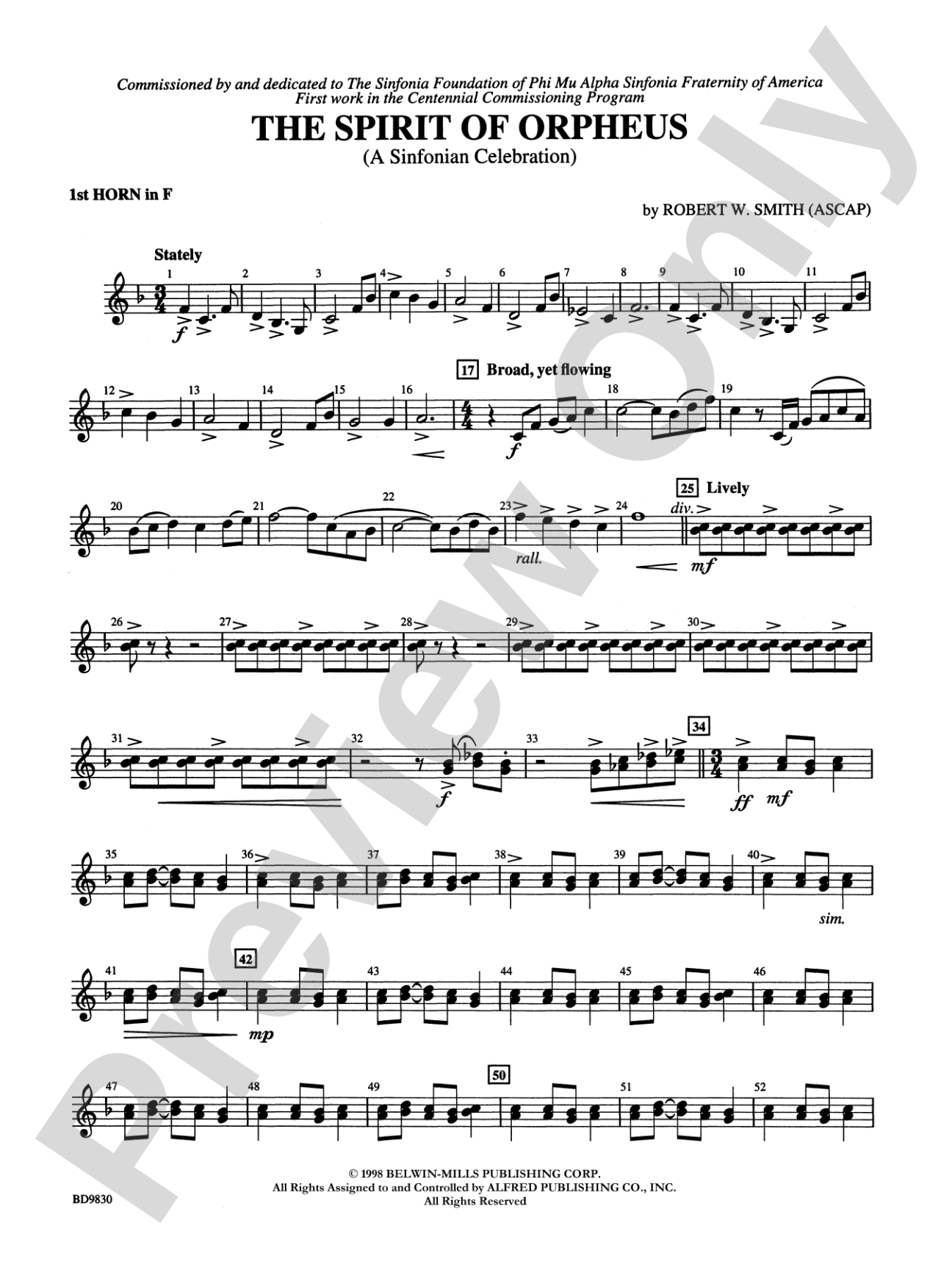 The Spirit of Orpheus (A Sinfonian Celebration): 1st F Horn