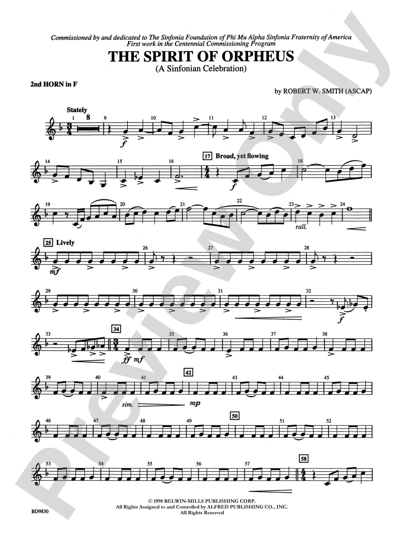 The Spirit of Orpheus (A Sinfonian Celebration): 2nd F Horn