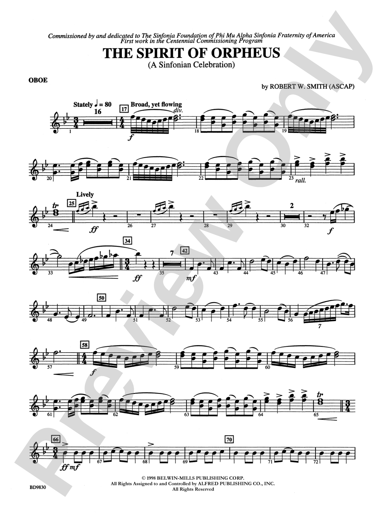 The Spirit of Orpheus (A Sinfonian Celebration): Oboe
