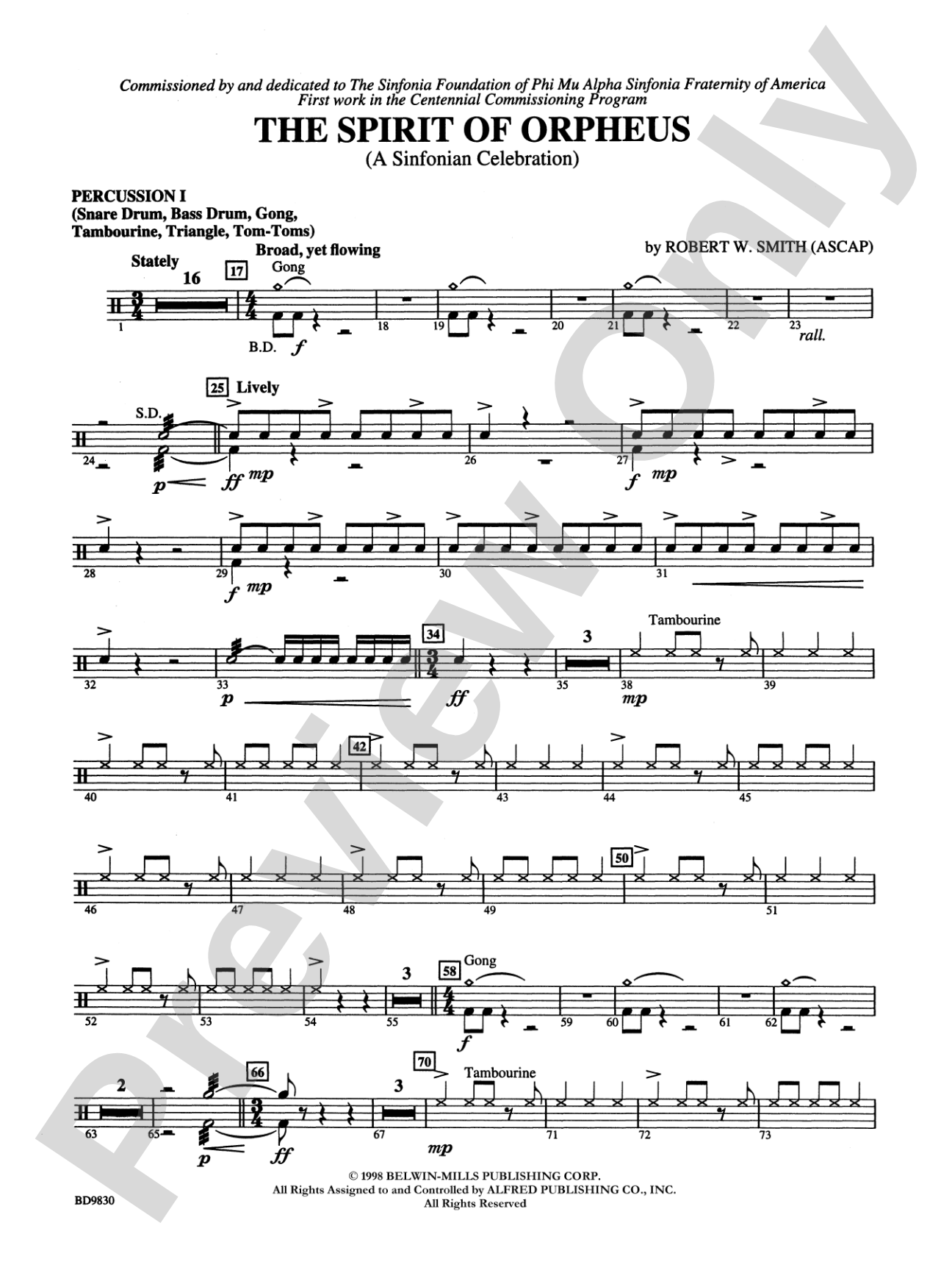 The Spirit of Orpheus (A Sinfonian Celebration): 1st Percussion
