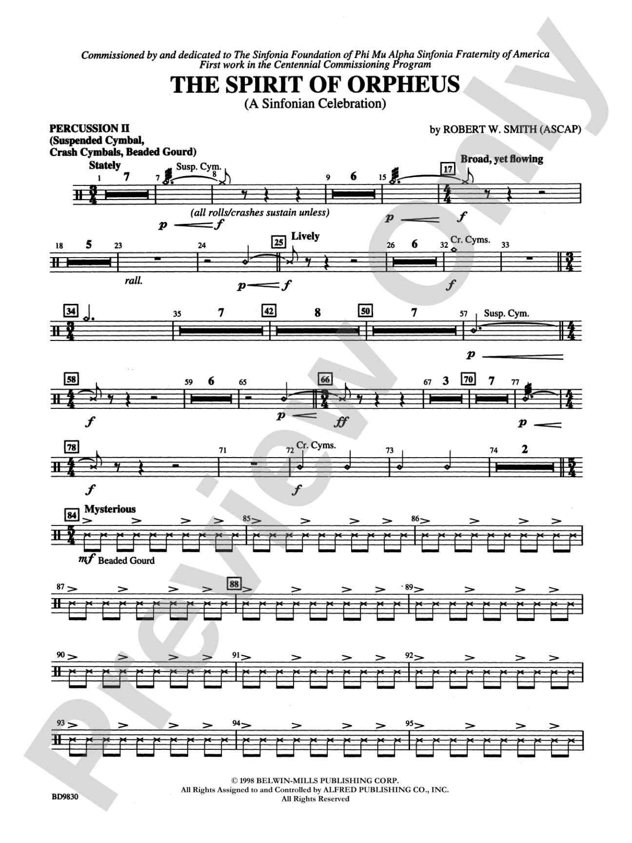 The Spirit of Orpheus (A Sinfonian Celebration): 2nd Percussion
