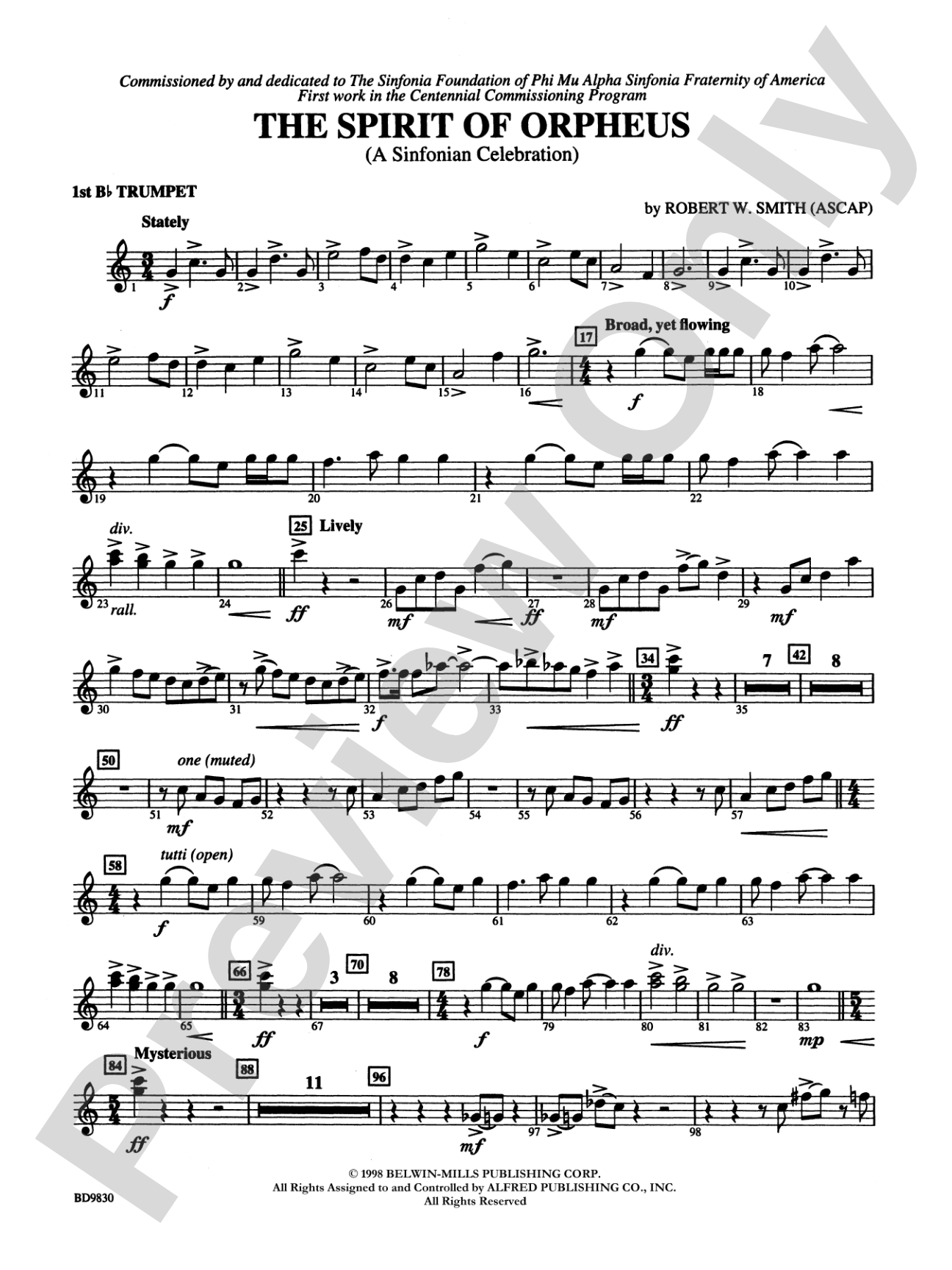 The Spirit of Orpheus (A Sinfonian Celebration): 1st B-flat Trumpet