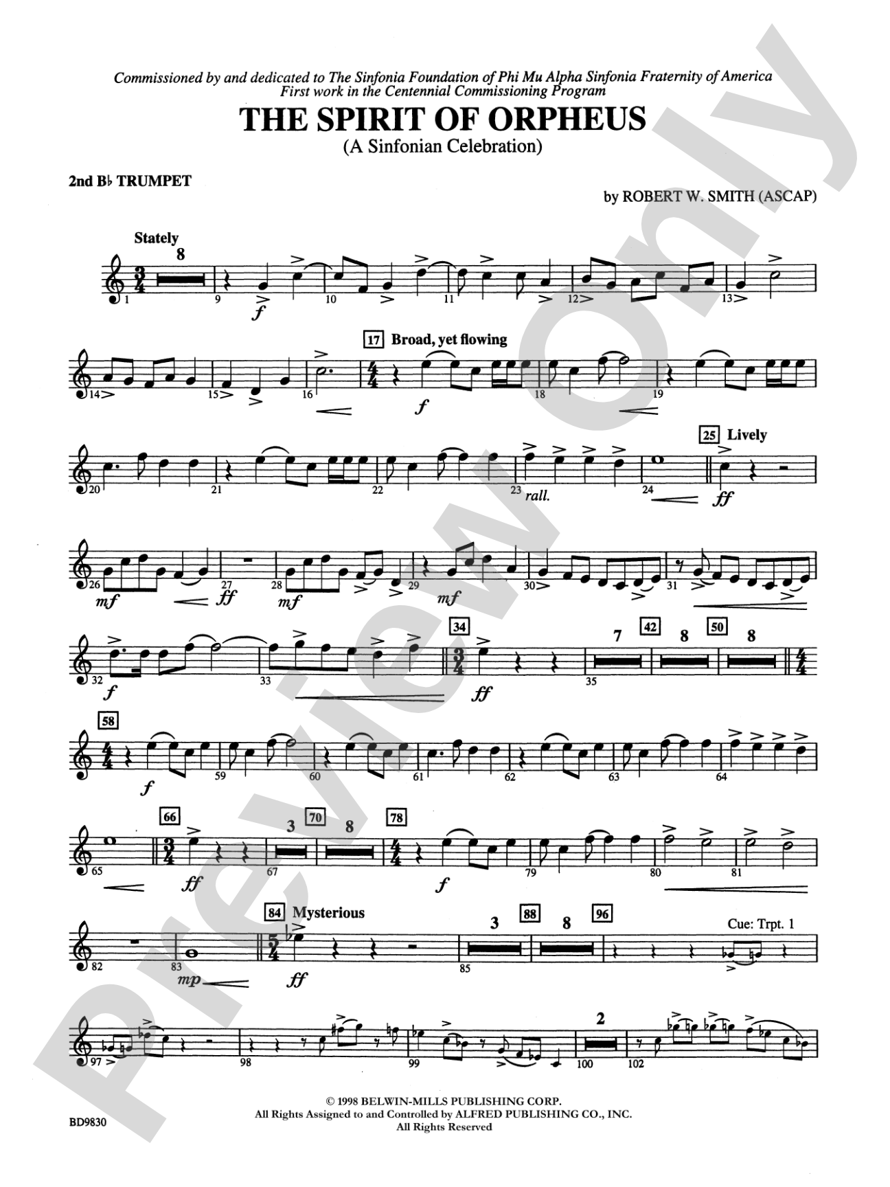 The Spirit of Orpheus (A Sinfonian Celebration): 2nd B-flat Trumpet