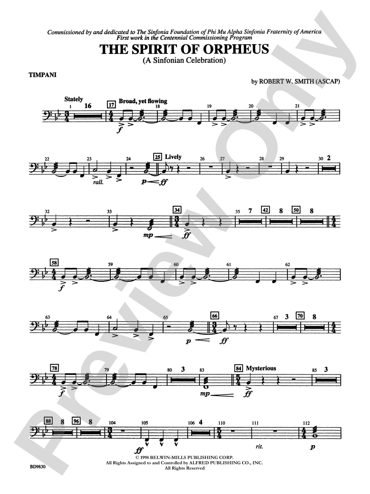 The Spirit of Orpheus (A Sinfonian Celebration): Timpani
