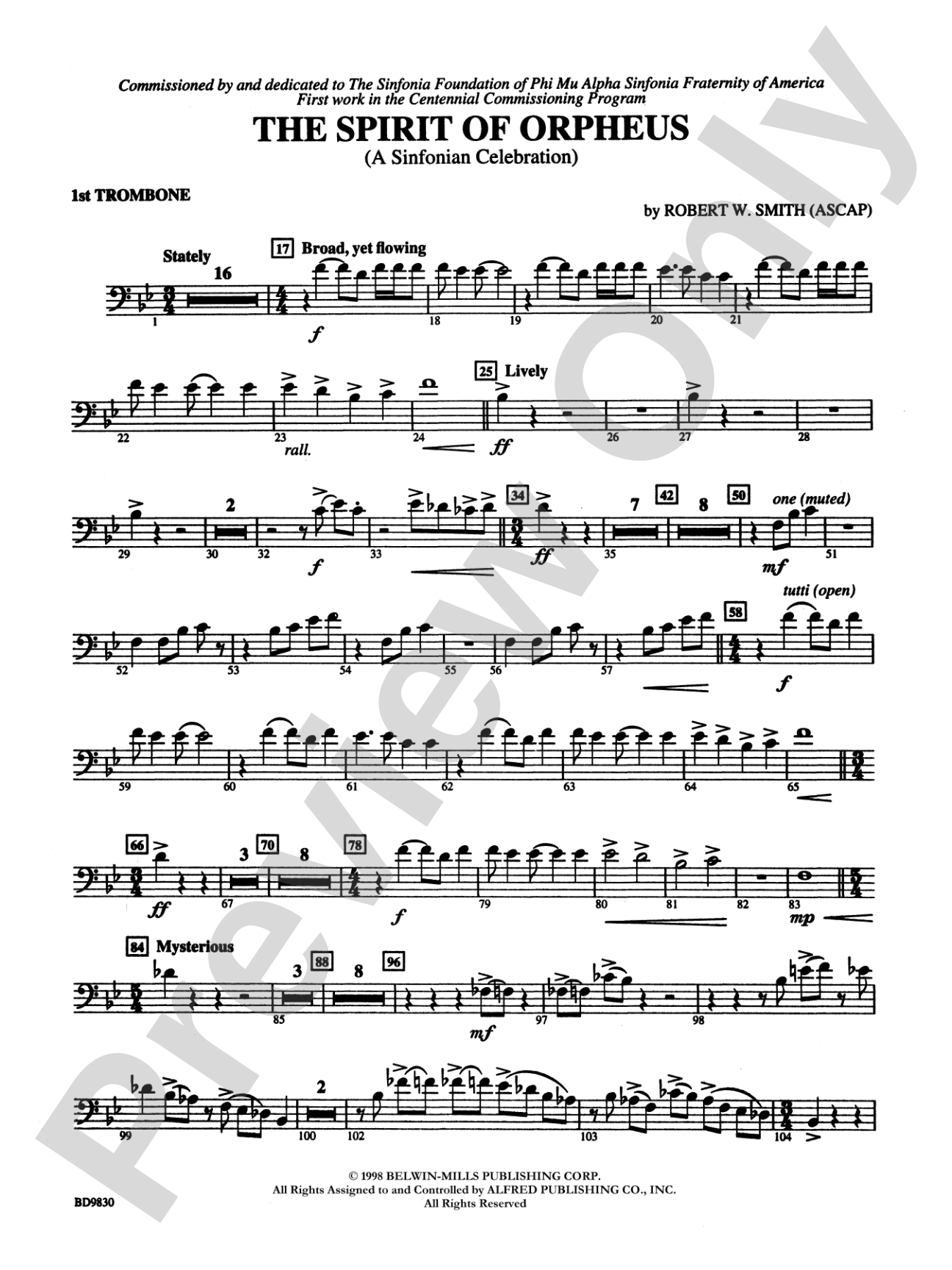 The Spirit of Orpheus (A Sinfonian Celebration): 1st Trombone