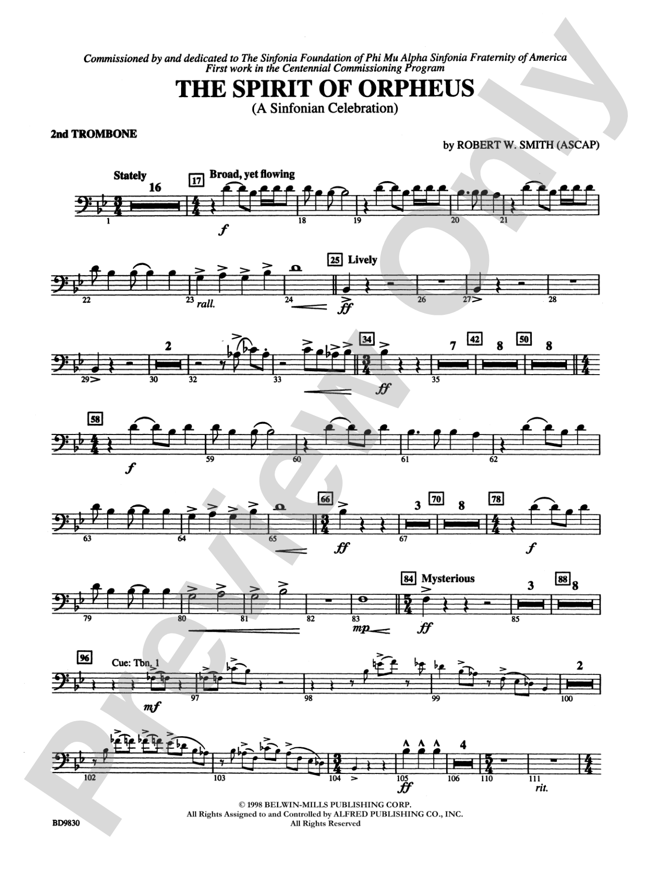 The Spirit of Orpheus (A Sinfonian Celebration): 2nd Trombone