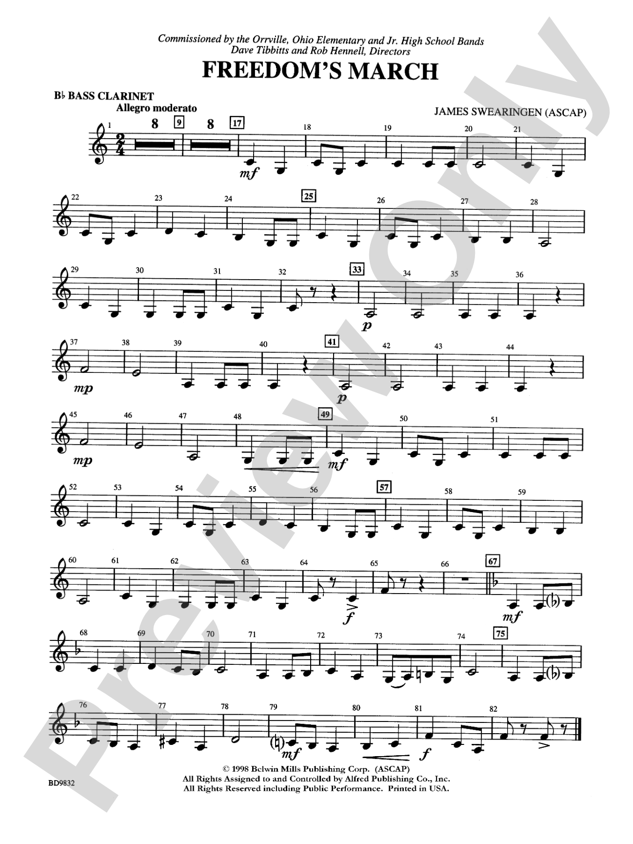 Freedom's March: B-flat Bass Clarinet