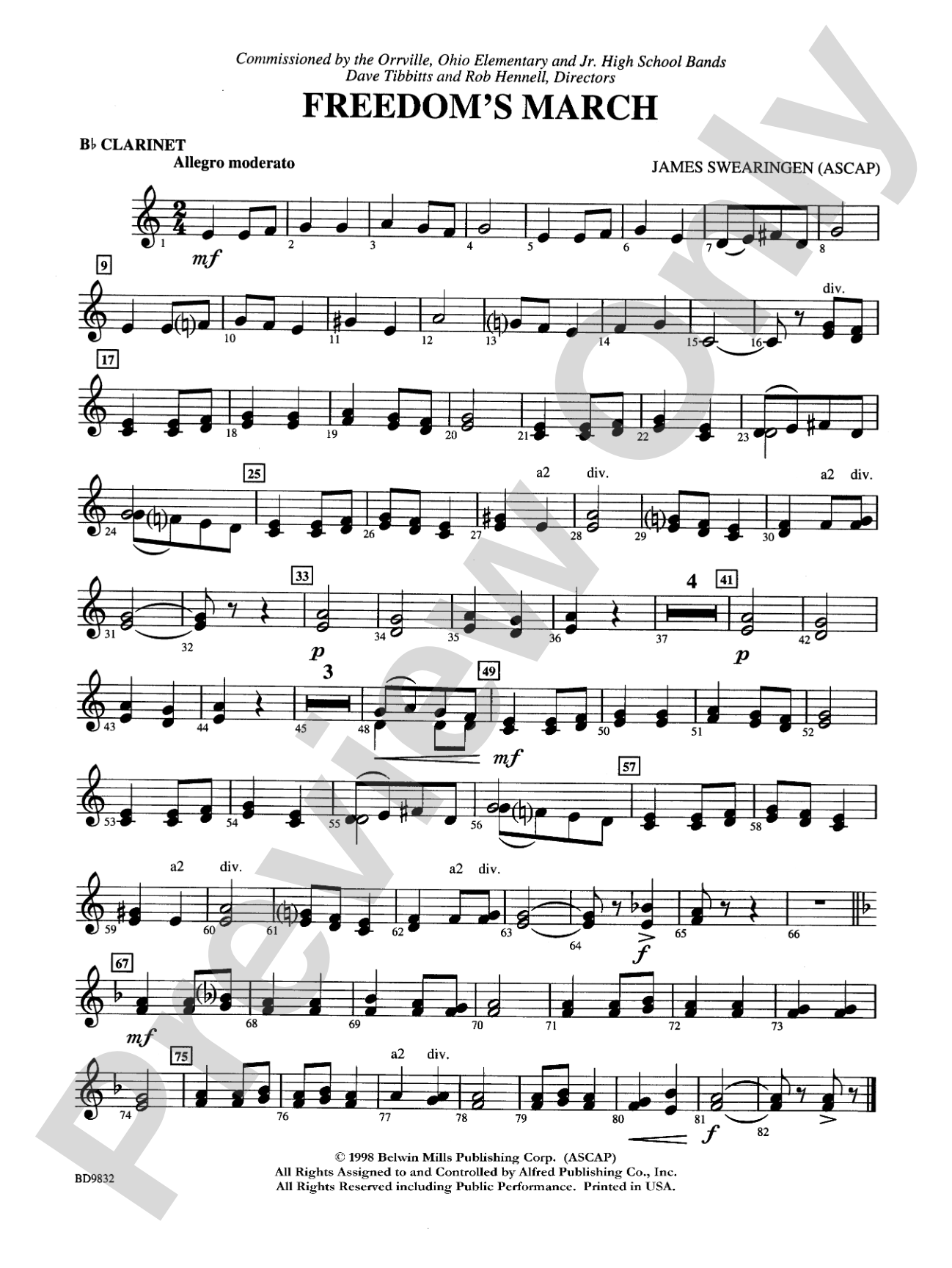 Freedom's March: 1st B-flat Clarinet