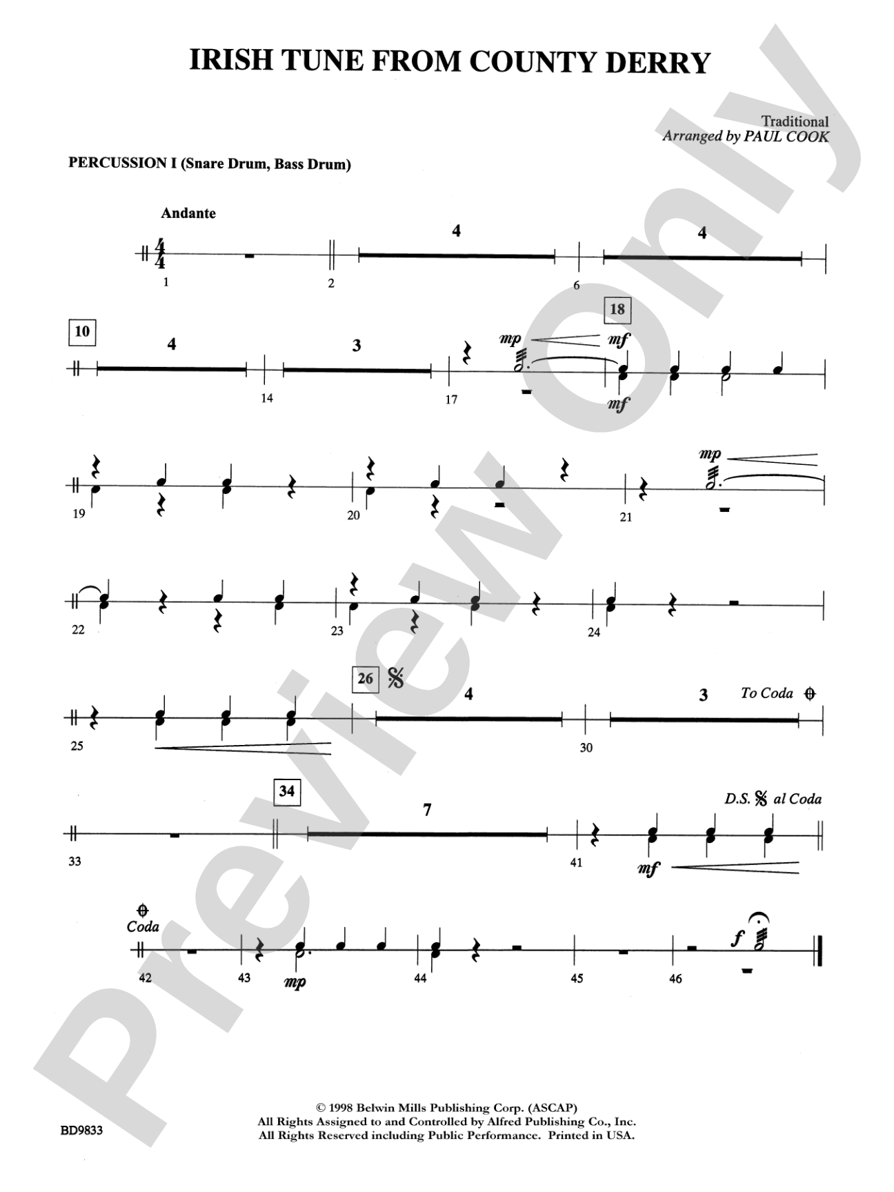 Irish Tune from County Derry: 1st Percussion