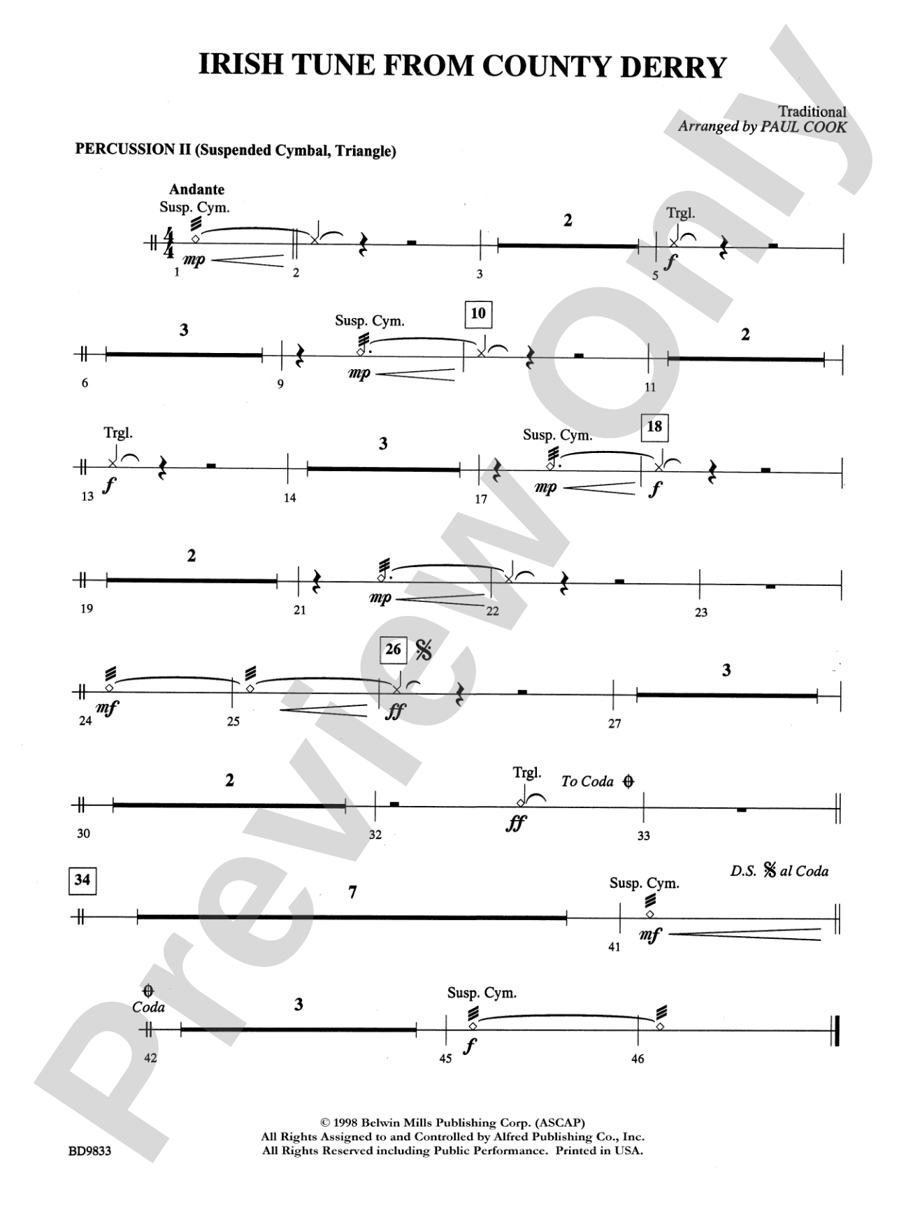 Irish Tune from County Derry: 2nd Percussion