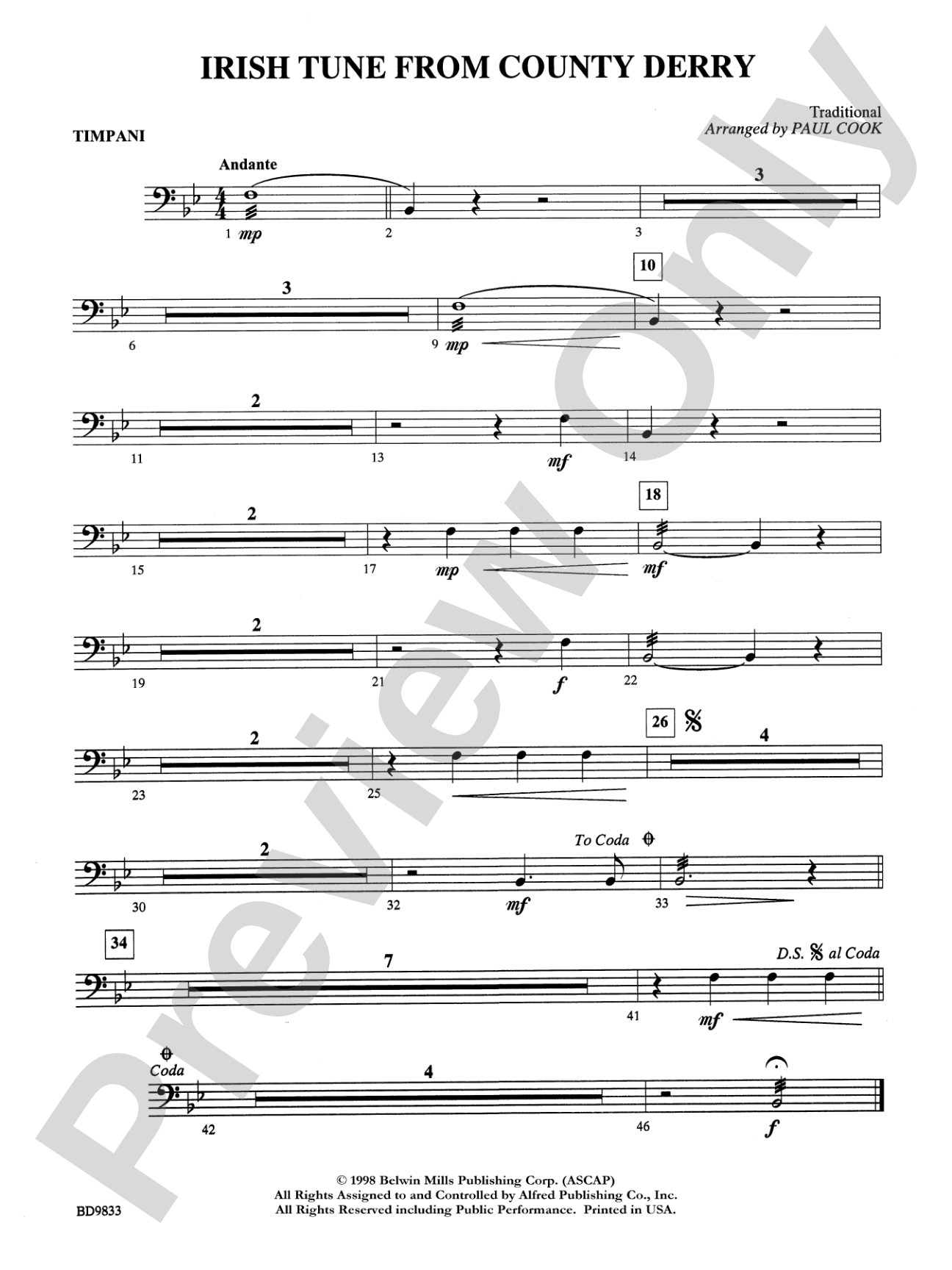 Irish Tune from County Derry: Timpani