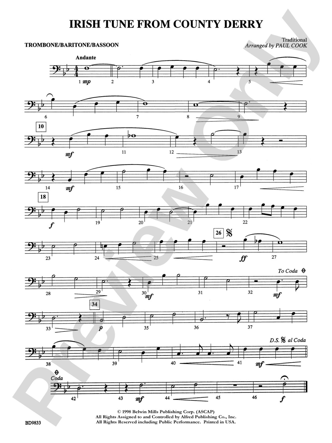 Irish Tune from County Derry: 1st Trombone