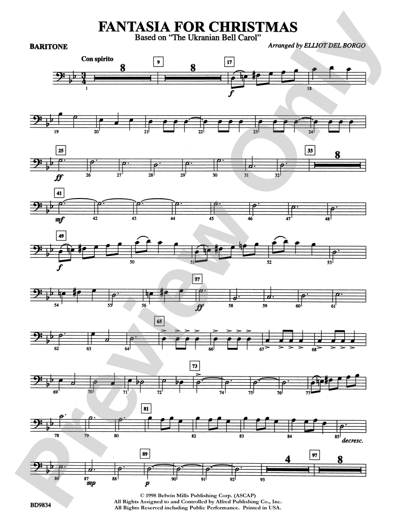 Fantasia for Christmas (based on "The Ukranian Bell Carol"): Baritone B.C.
