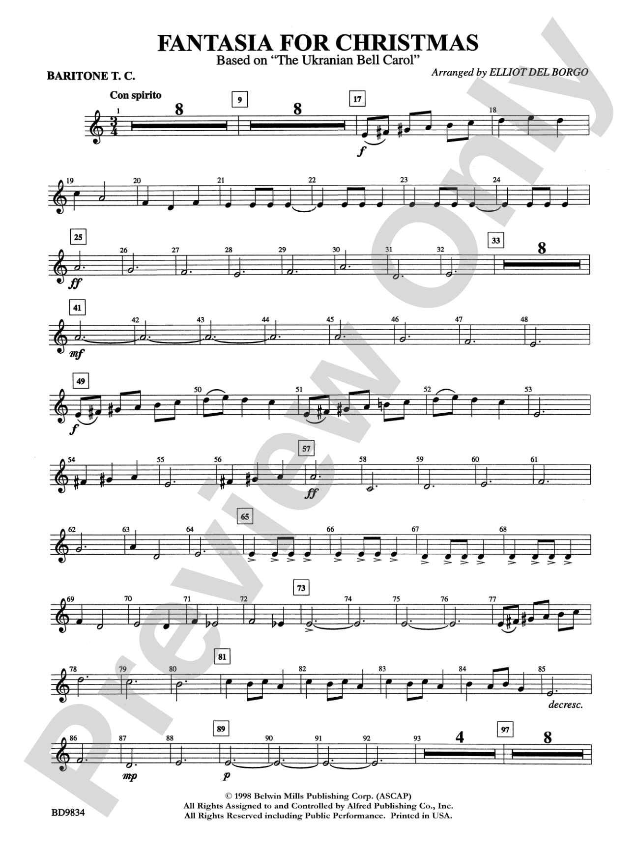 Fantasia for Christmas (based on "The Ukranian Bell Carol"): Baritone T.C.