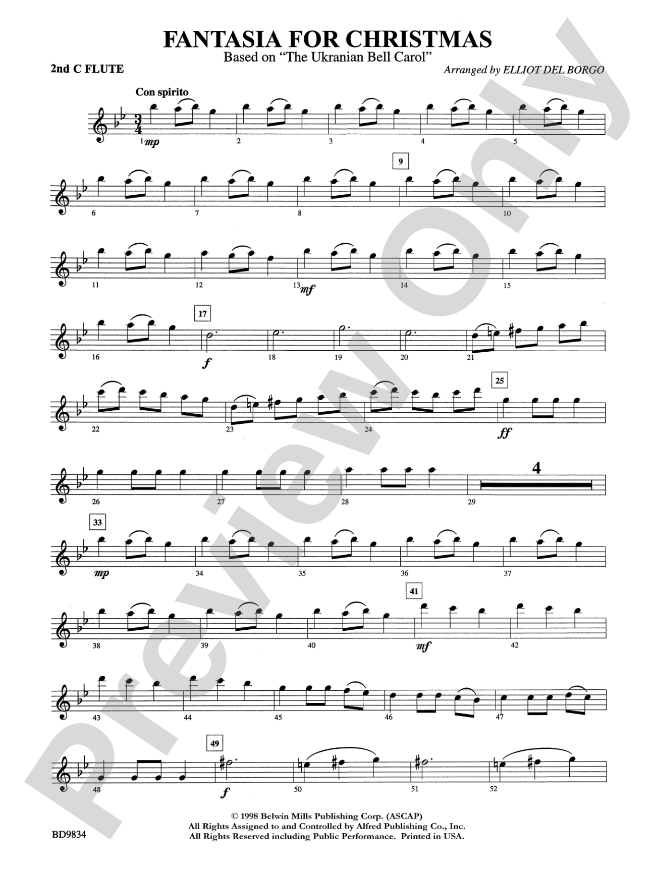 Fantasia for Christmas (based on "The Ukranian Bell Carol"): 2nd Flute