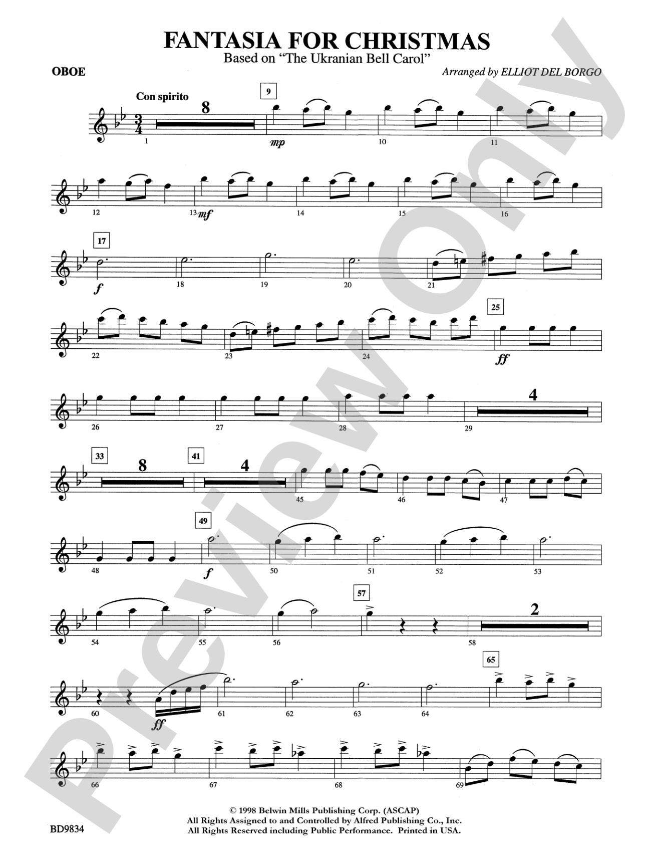 Fantasia for Christmas (based on "The Ukranian Bell Carol"): Oboe