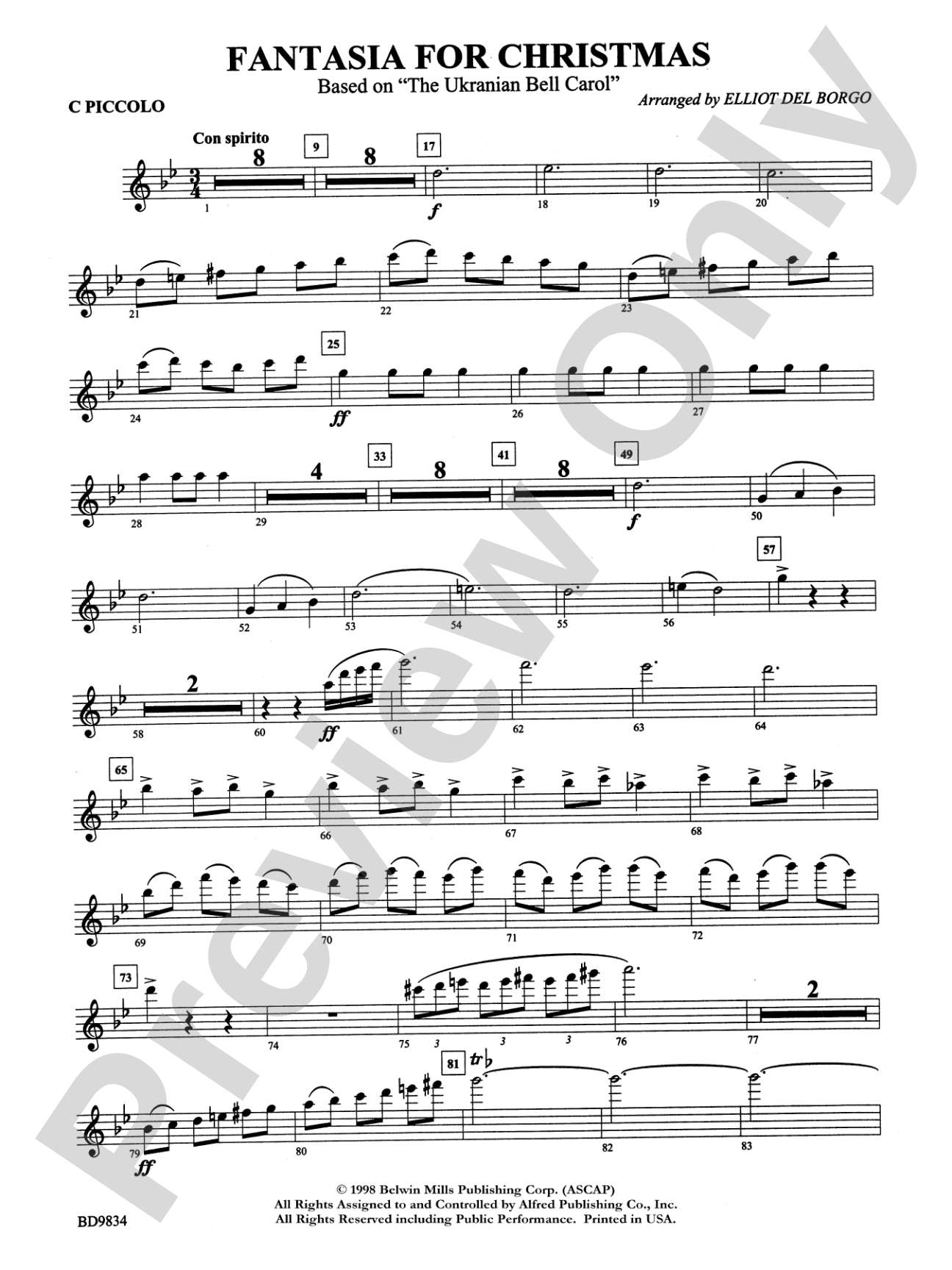 Fantasia for Christmas (based on "The Ukranian Bell Carol"): Piccolo