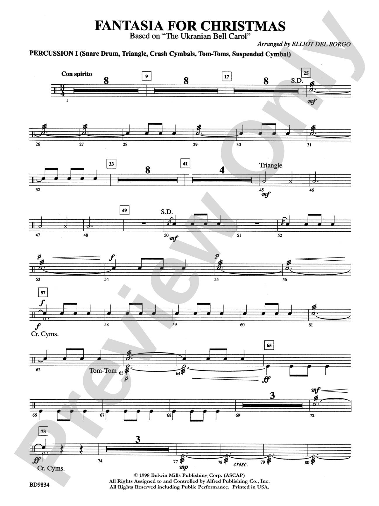 Fantasia for Christmas (based on "The Ukranian Bell Carol"): 1st Percussion