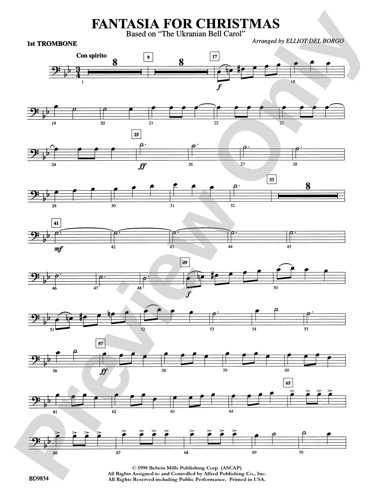 Fantasia for Christmas (based on "The Ukranian Bell Carol"): 1st Trombone