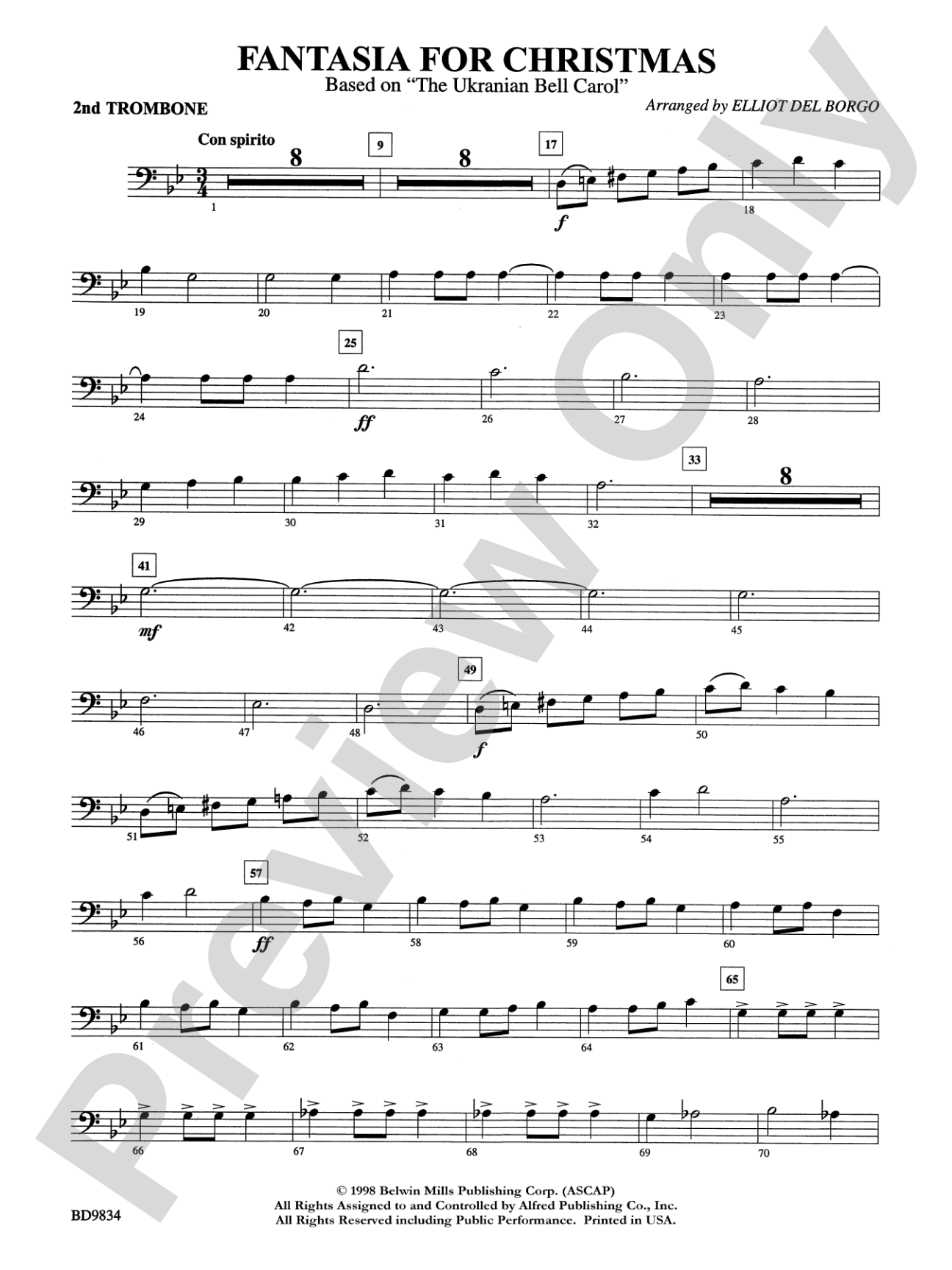 Fantasia for Christmas (based on "The Ukranian Bell Carol"): 2nd Trombone