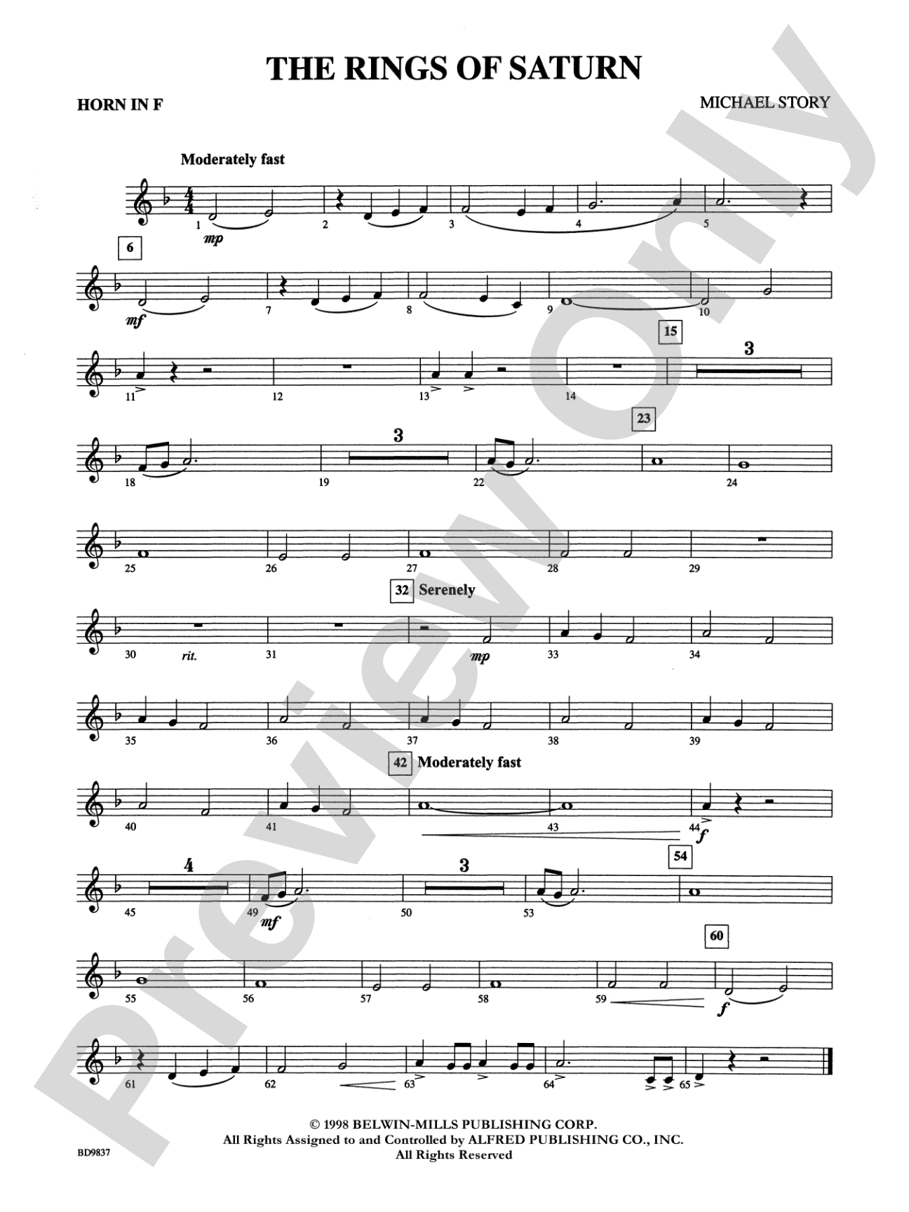 The Rings of Saturn: 1st F Horn