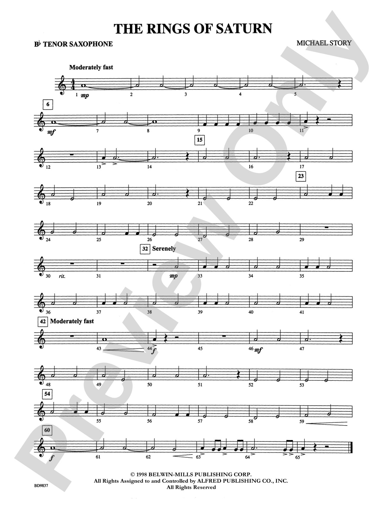 The Rings of Saturn: B-flat Tenor Saxophone
