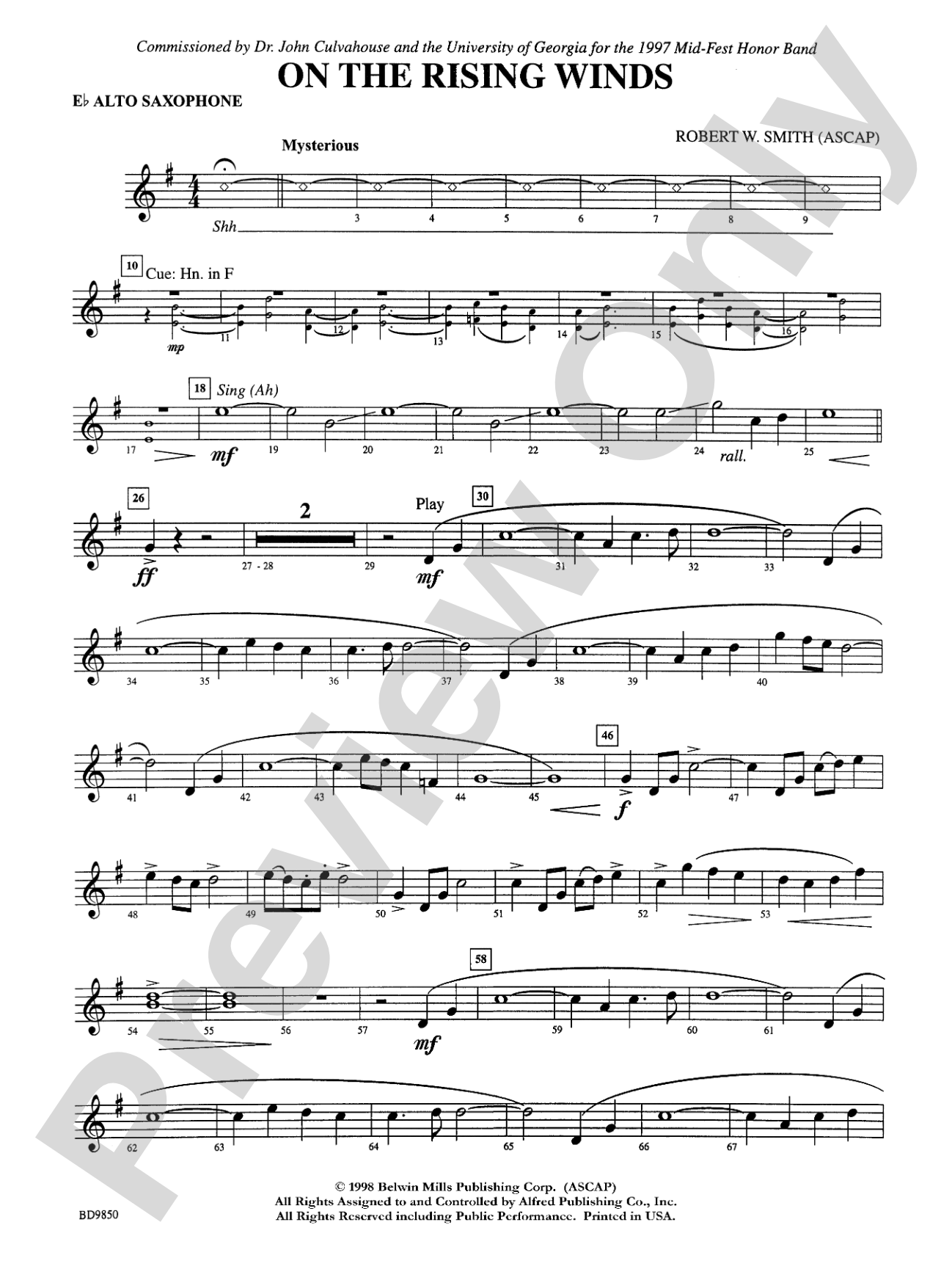 On the Rising Winds: E-flat Alto Saxophone