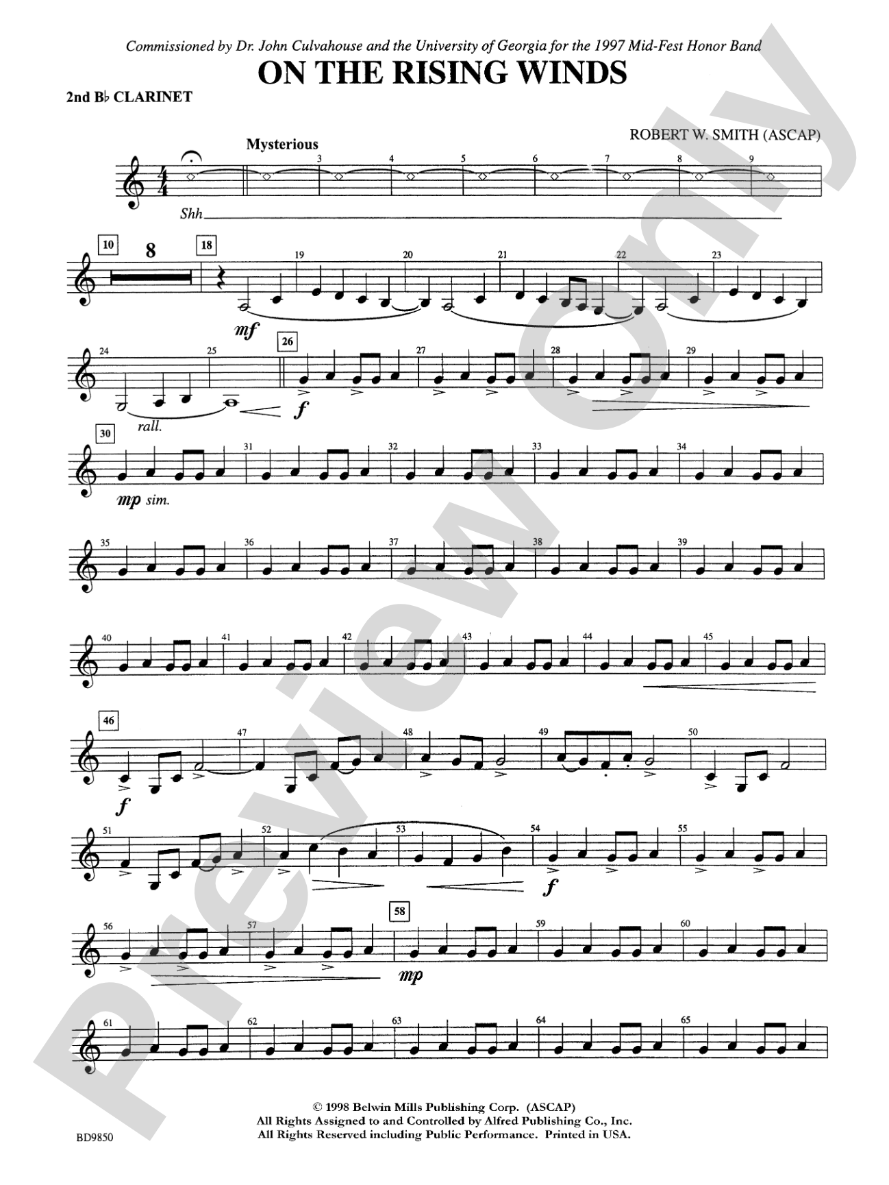 On the Rising Winds: 2nd B-flat Clarinet
