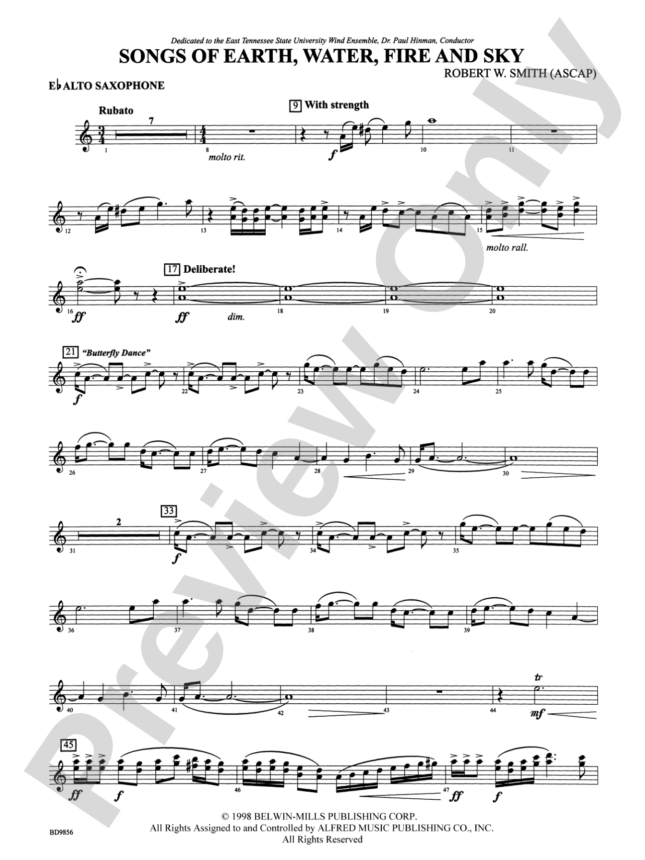 Songs of Earth, Water, Fire and Sky: E-flat Alto Saxophone