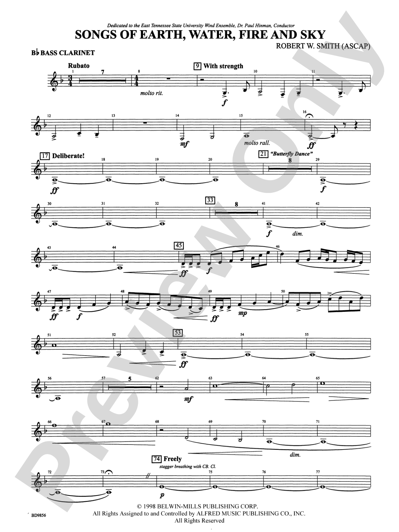 Songs of Earth, Water, Fire and Sky: B-flat Bass Clarinet