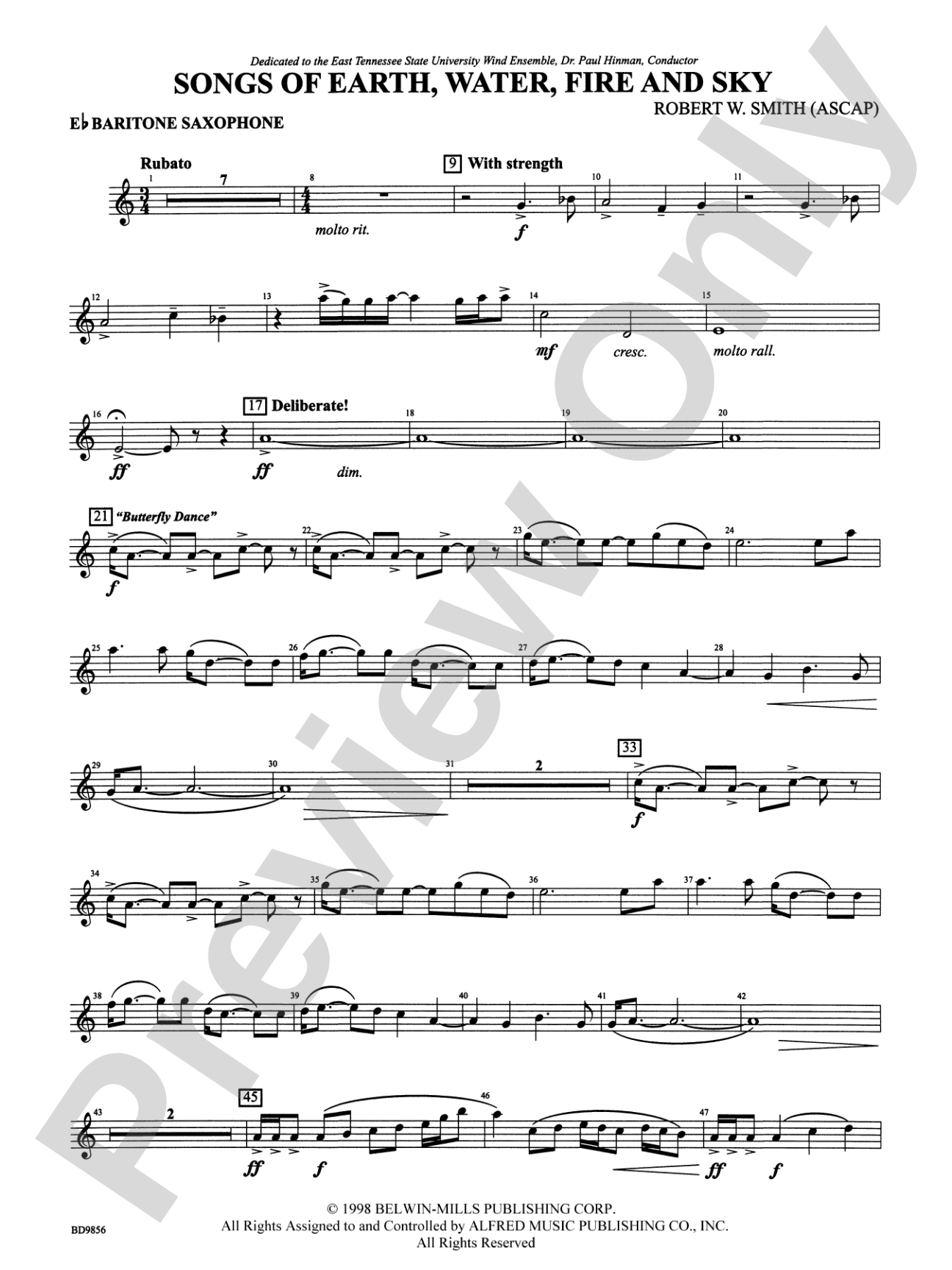 Songs of Earth, Water, Fire and Sky: E-flat Baritone Saxophone