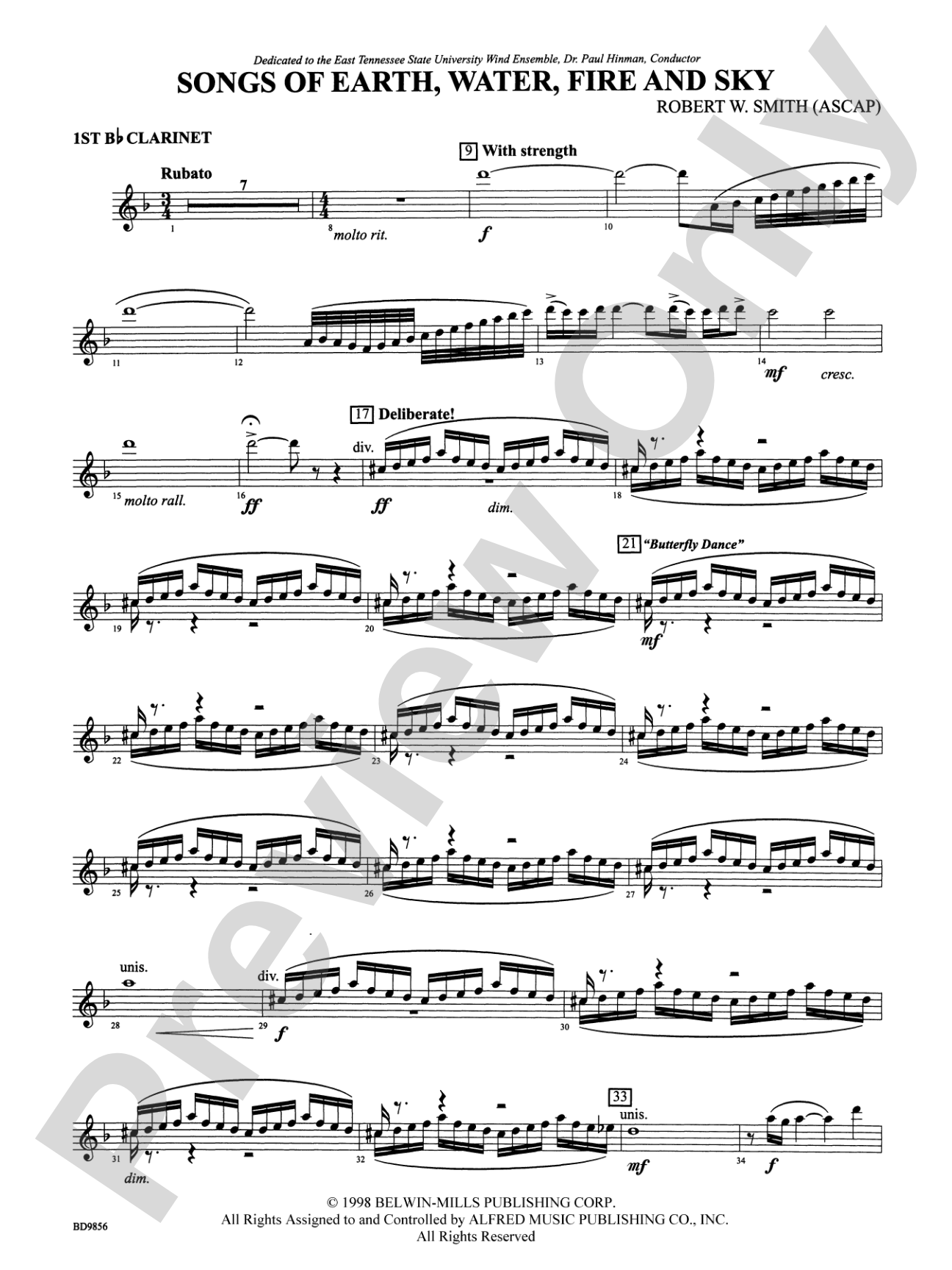 Songs of Earth, Water, Fire and Sky: 1st B-flat Clarinet