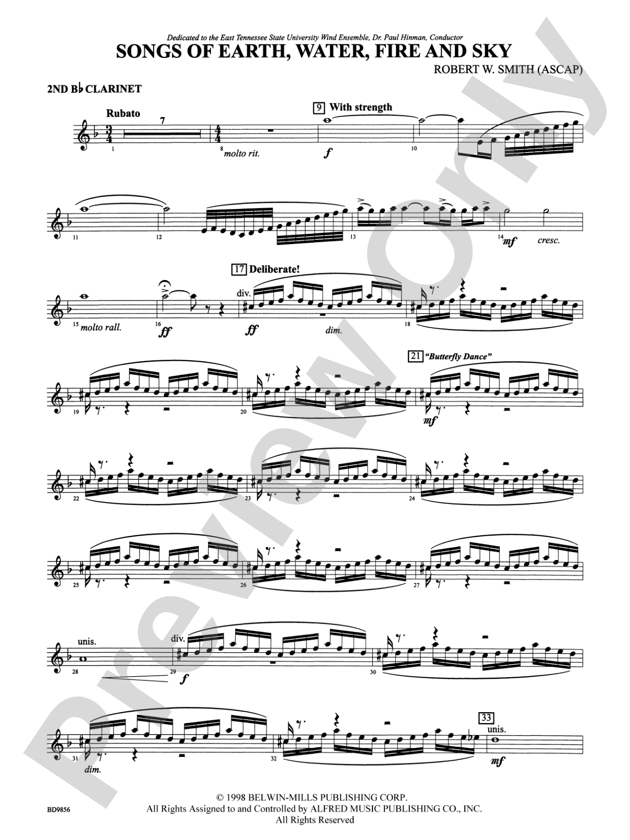 Songs of Earth, Water, Fire and Sky: 2nd B-flat Clarinet