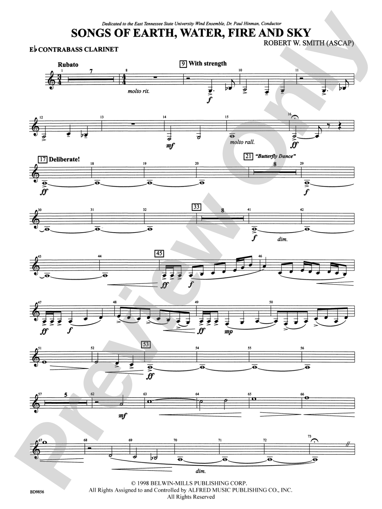 Songs of Earth, Water, Fire and Sky: E-flat Contrabass Clarinet