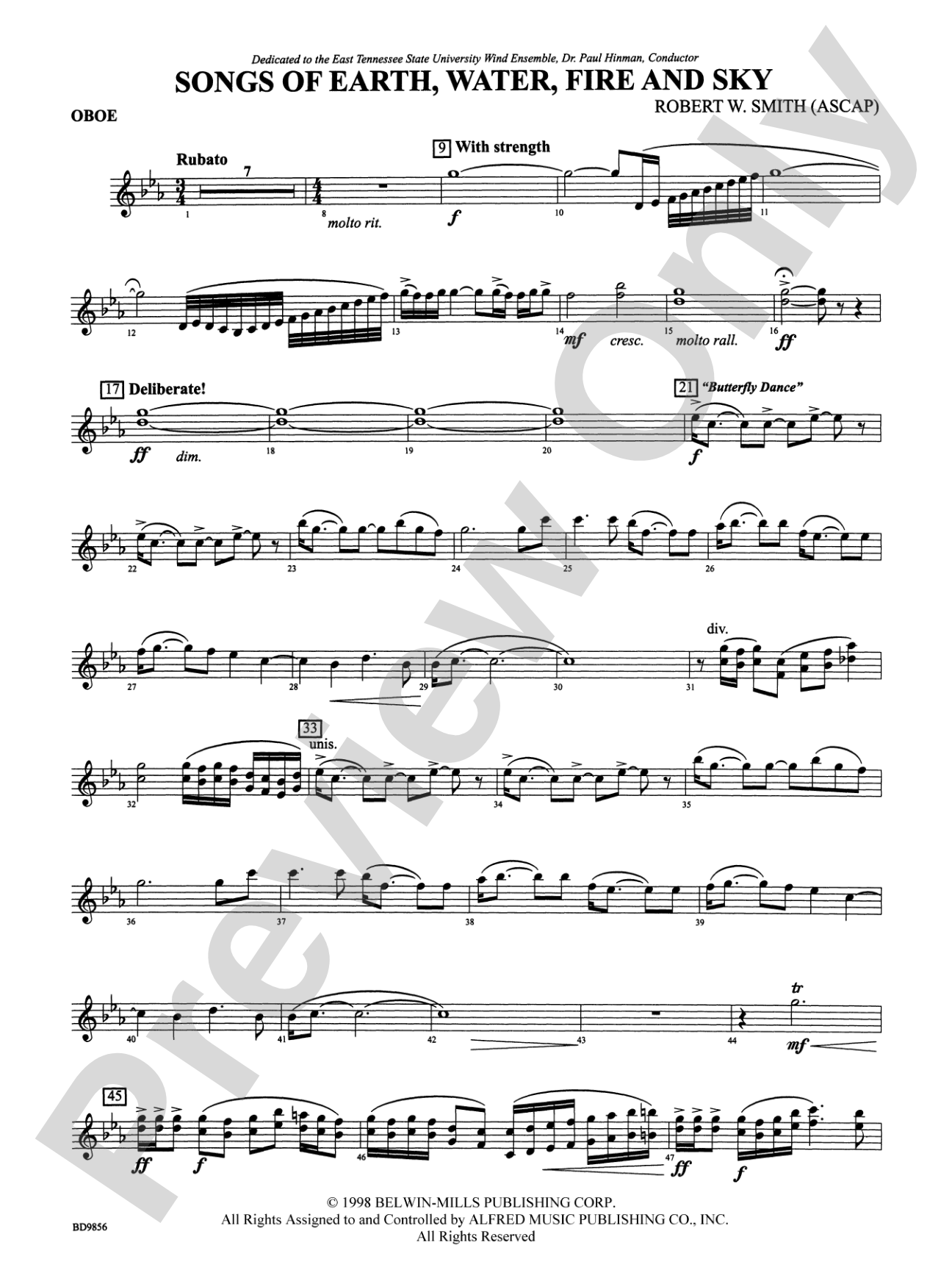 Songs of Earth, Water, Fire and Sky: Oboe