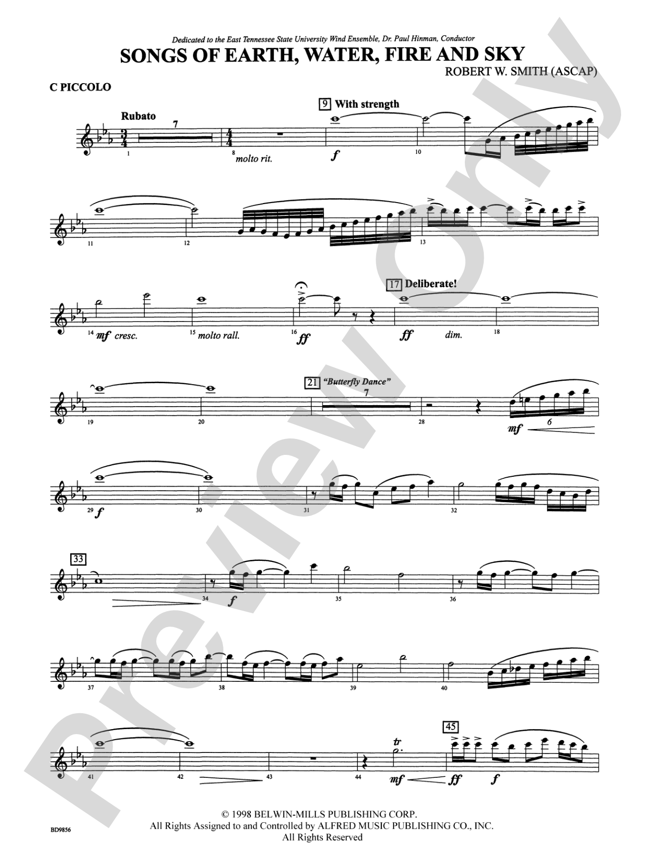 Songs of Earth, Water, Fire and Sky: Piccolo