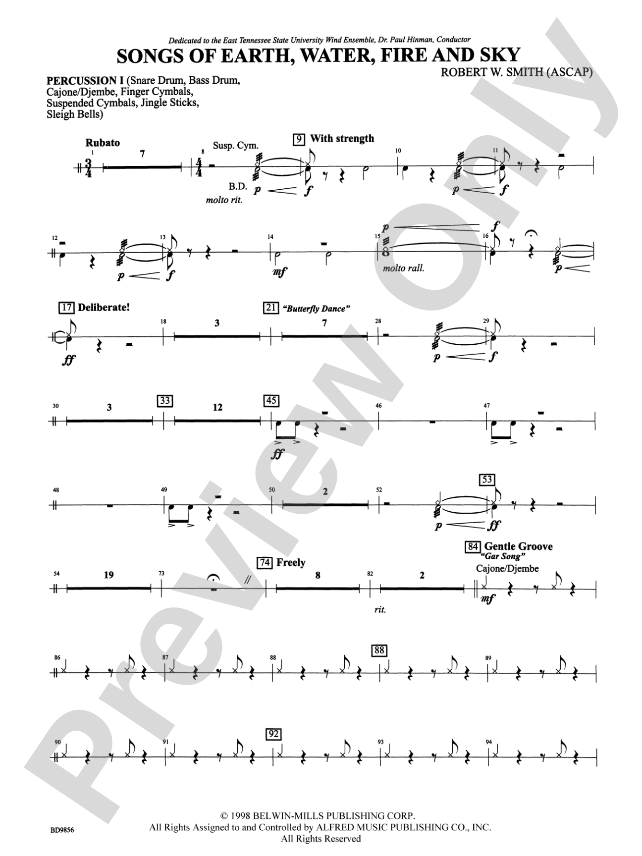 Songs of Earth, Water, Fire and Sky: 1st Percussion