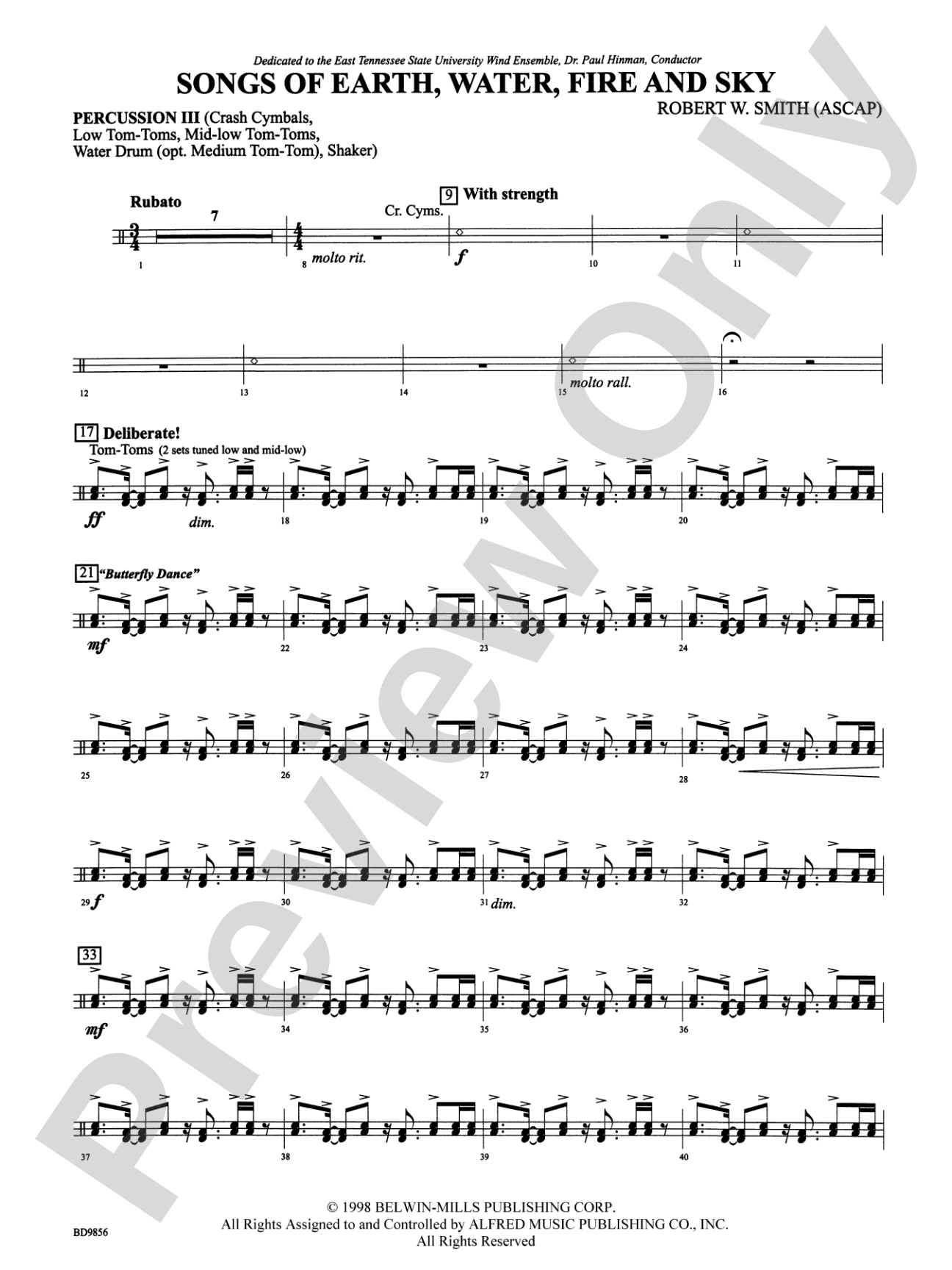 Songs of Earth, Water, Fire and Sky: 3rd Percussion