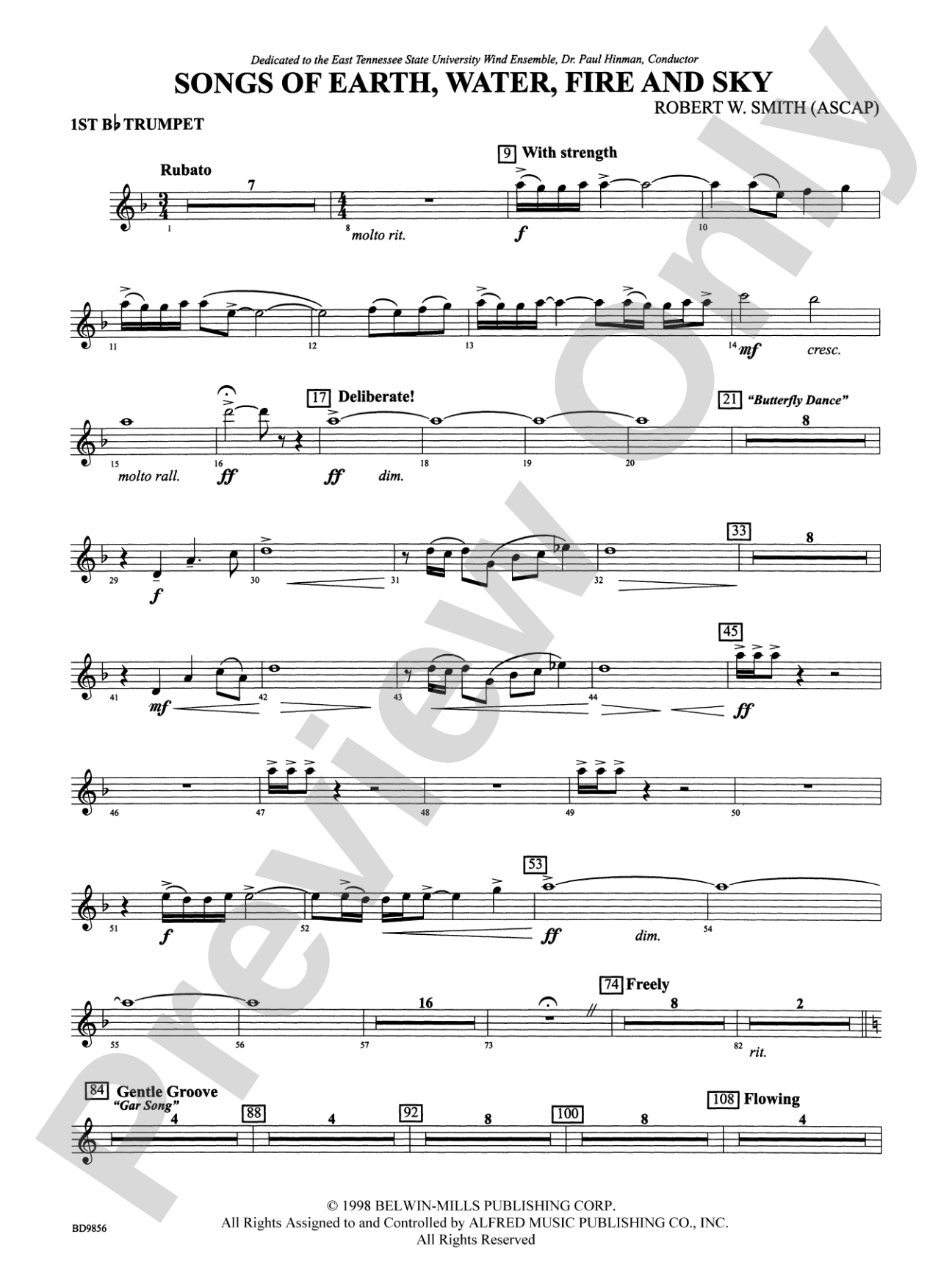Songs of Earth, Water, Fire and Sky: 1st B-flat Trumpet
