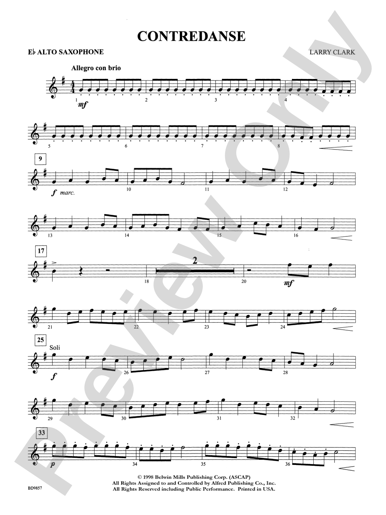 Contredanse: E-flat Alto Saxophone