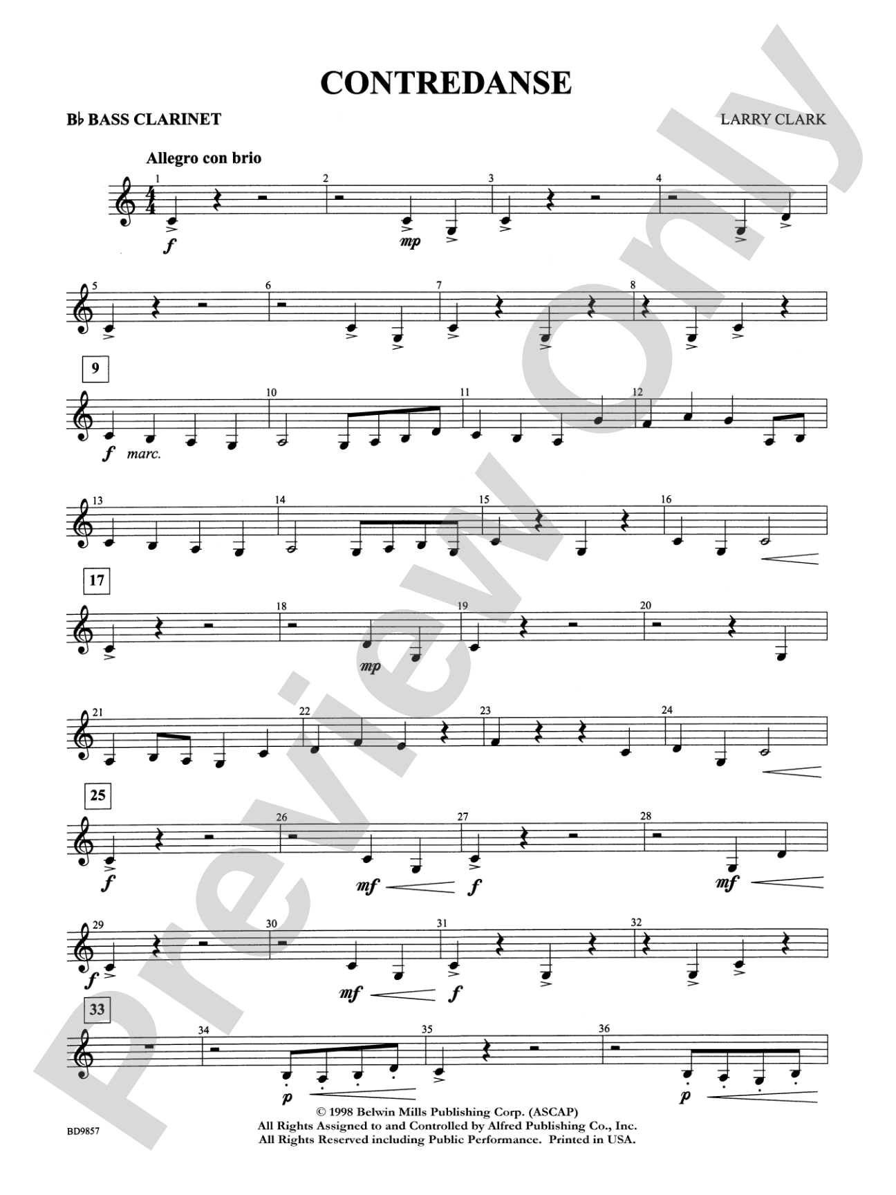 Contredanse: B-flat Bass Clarinet