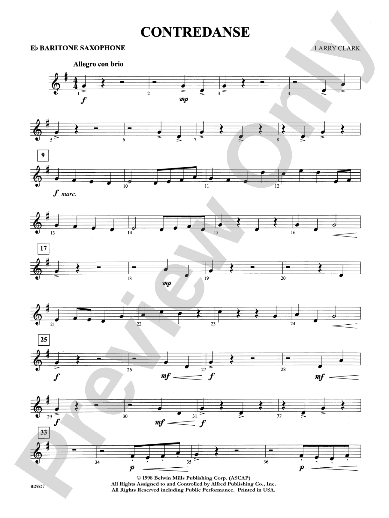 Contredanse: E-flat Baritone Saxophone